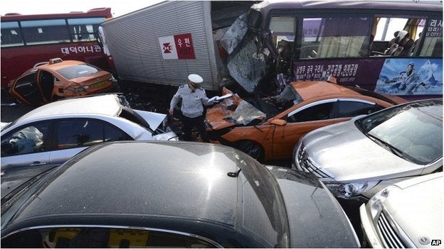 The mass pile-up involved over 100 cars