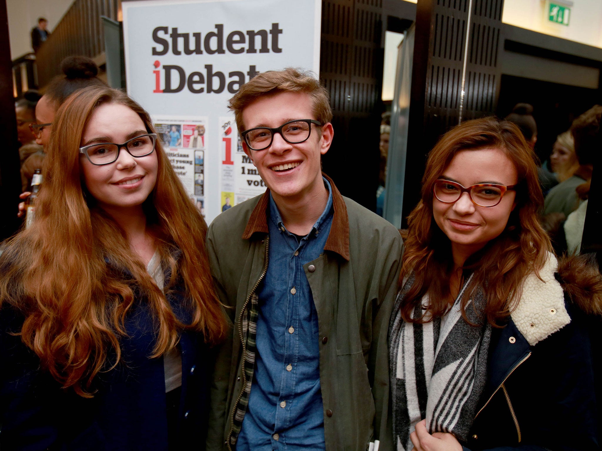 Students attend the i debate at the Howard Assembly Room in Leeds