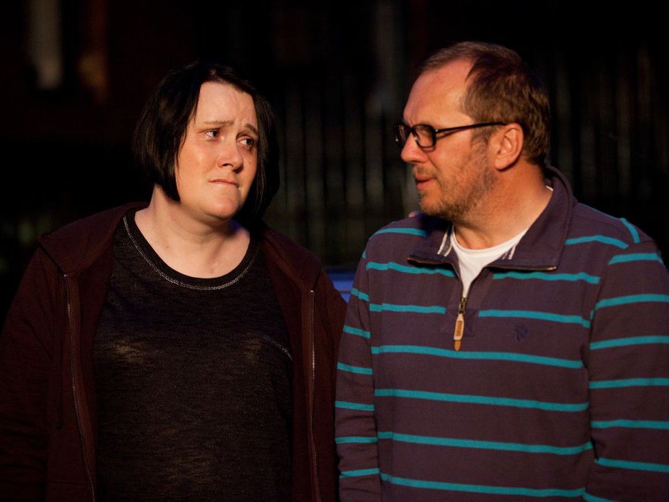 Bethany Black in Banana, alongside Dean Andrews, who plays her father