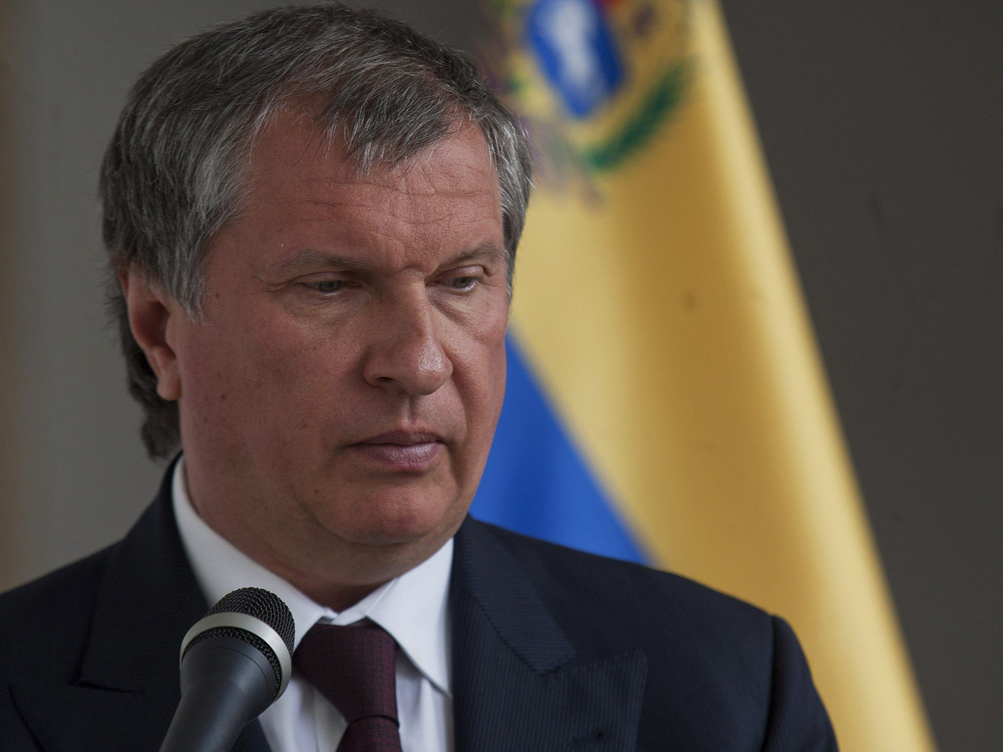 President of Russian petroleum company Rosneft, Igor Sechin, participates in a press conference in 2013