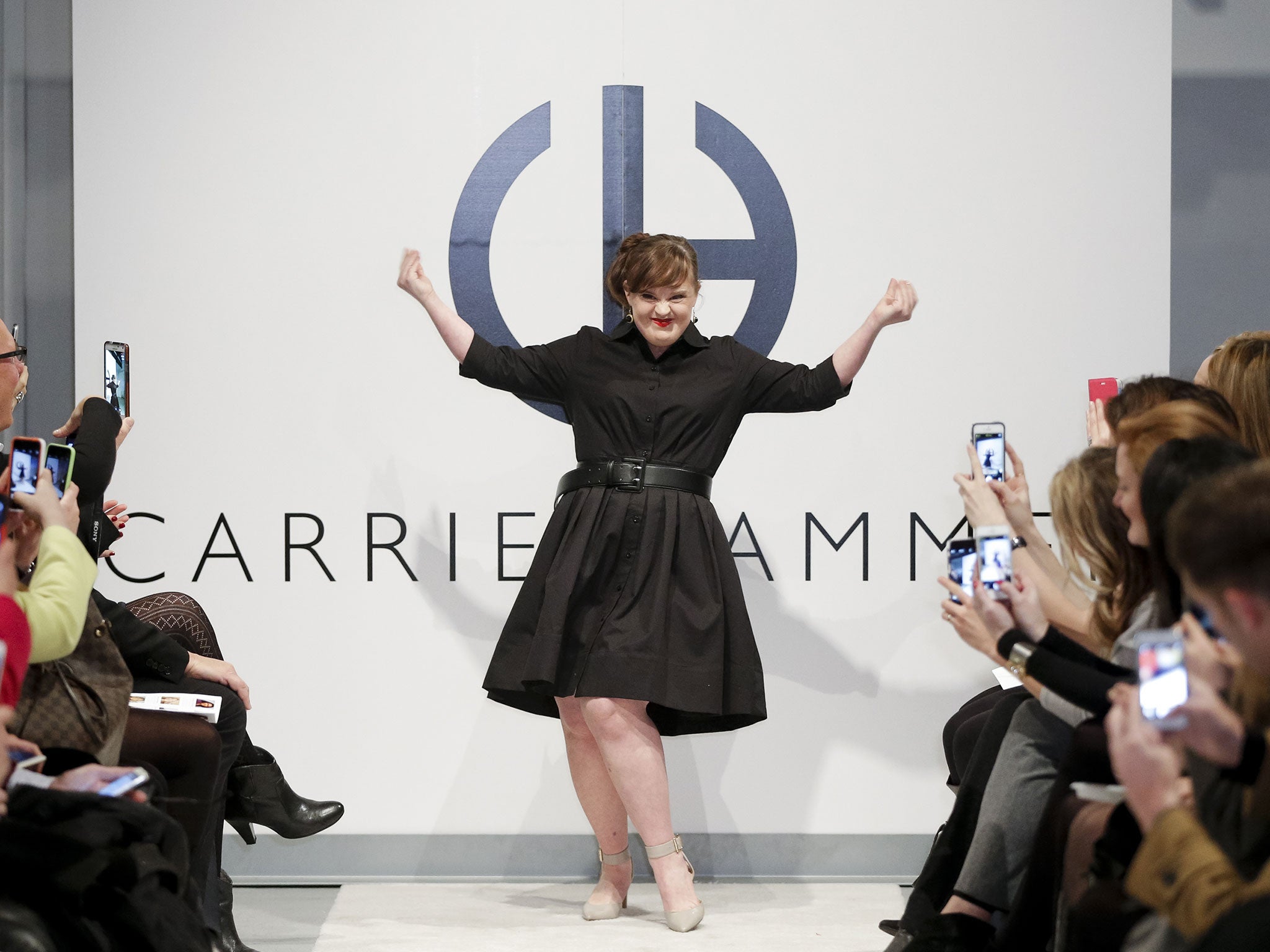 Jamie Brewer walks the runway during the Fashion Week in New York