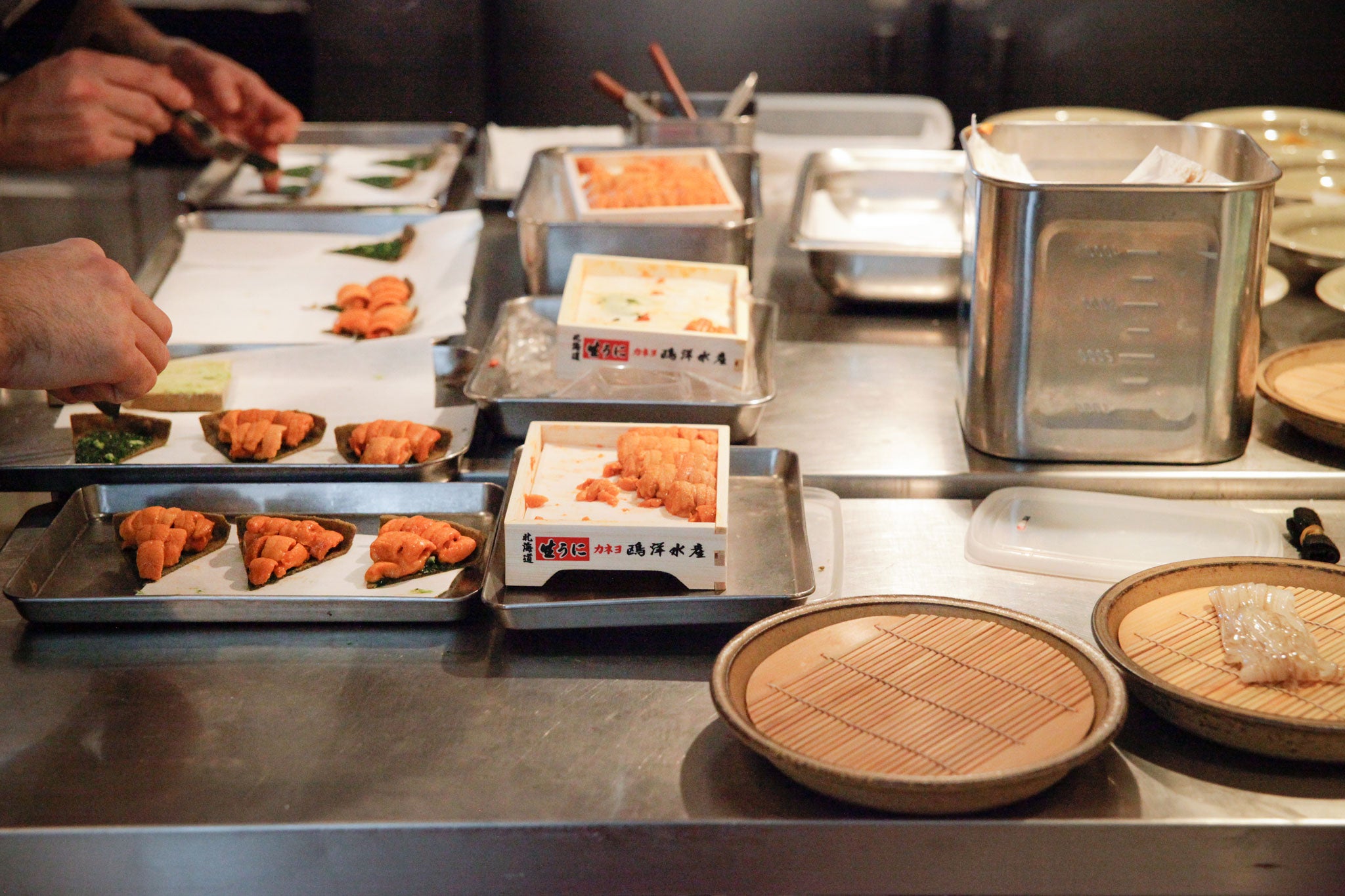 The restaurant's staff prepare sea-urchin pies