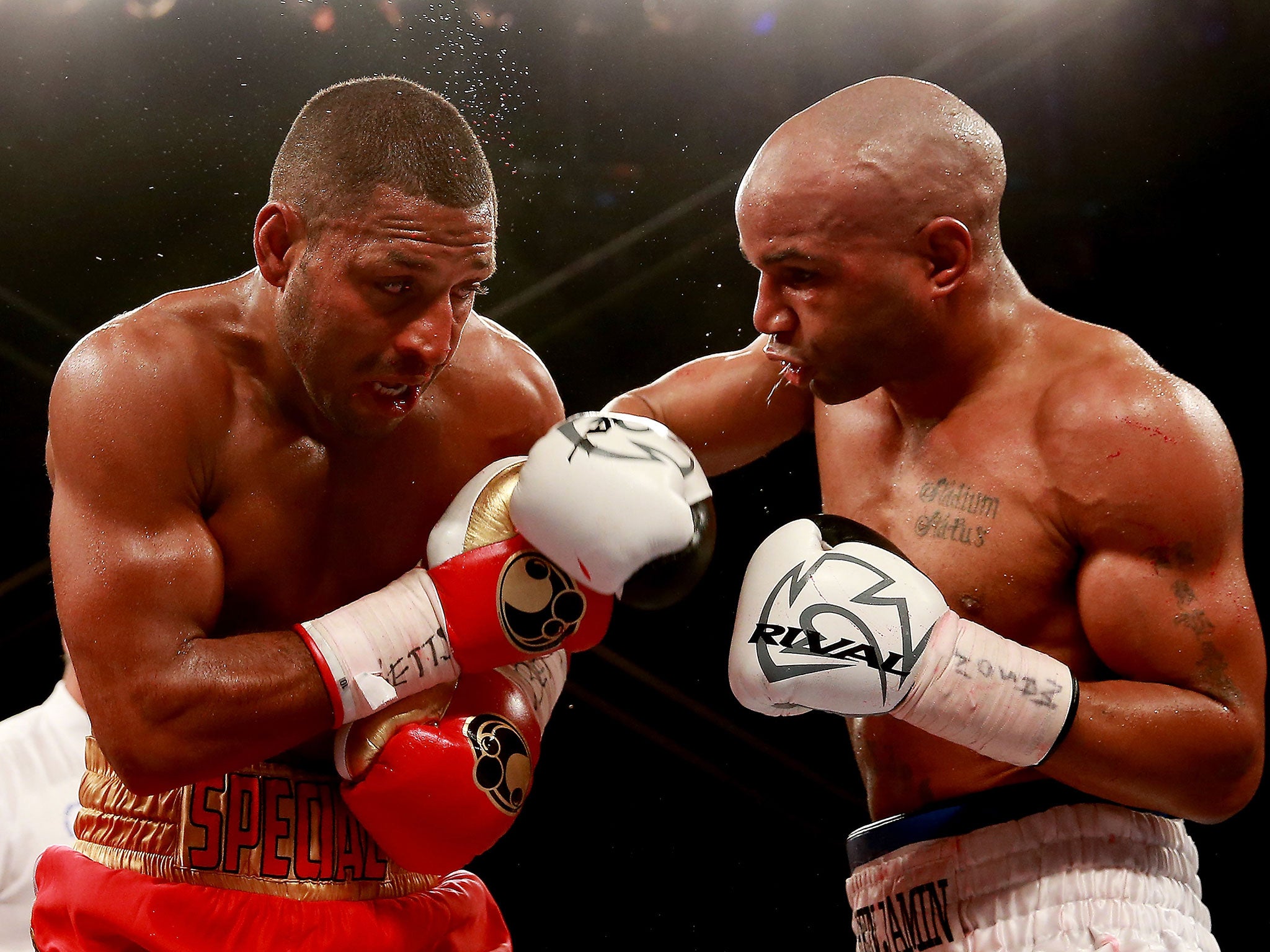 Carson Jones (right) lands a blow on Kell Brook during 2013 defeat