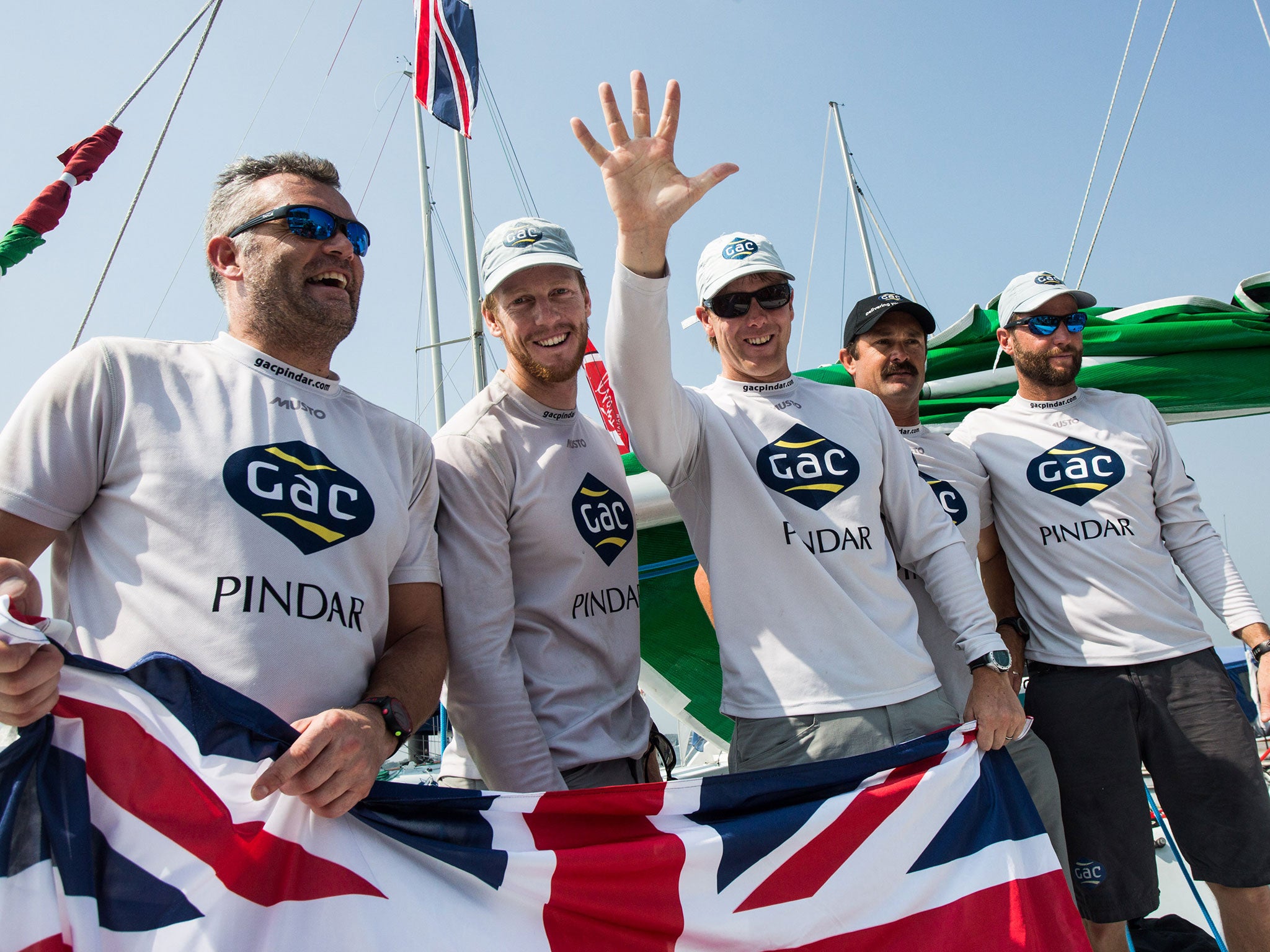 Ian Williams (centre) has won back his crown as match racing champion of the world and for a record fifth time at the World Match Racing Tour Monsoon Cup finale in Johor, Malaysia