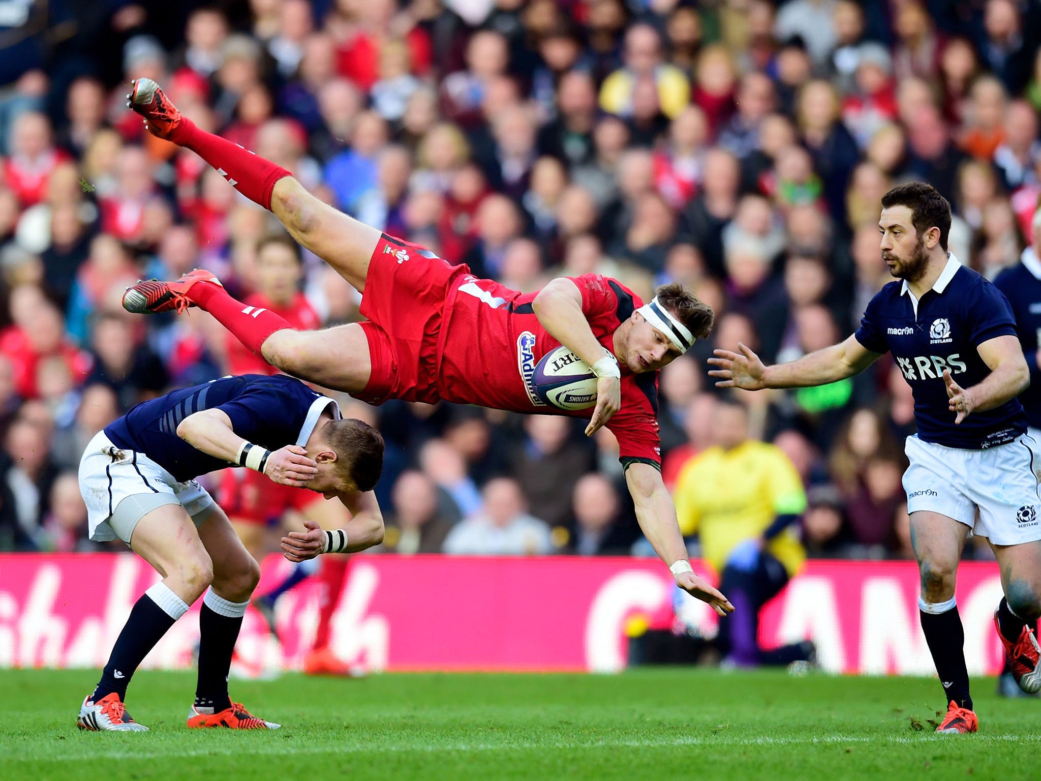 Dan Biggar is upended as Wales begin to dominate Scotland