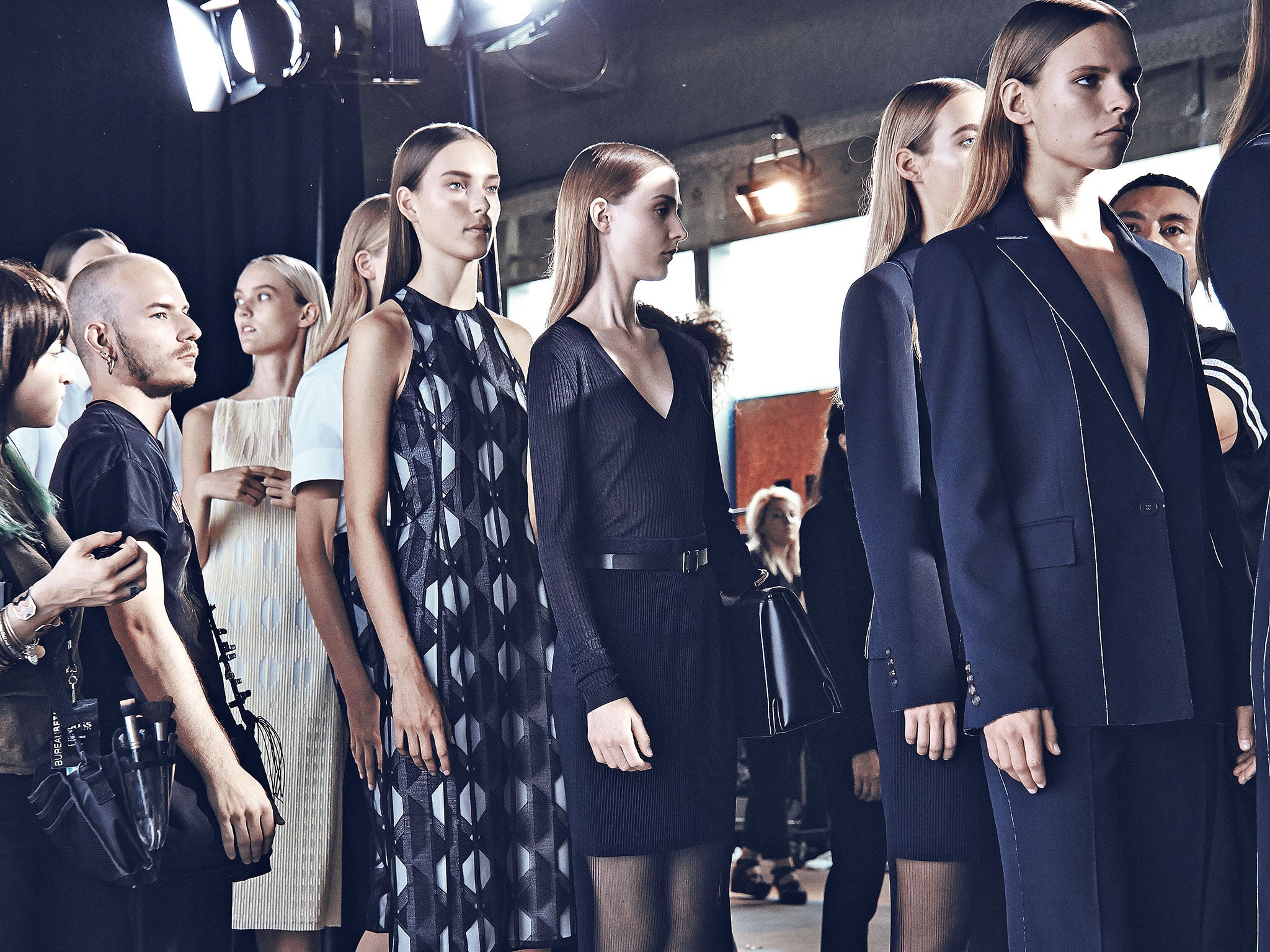 Backstage at the Hugo Boss S/S 15 show