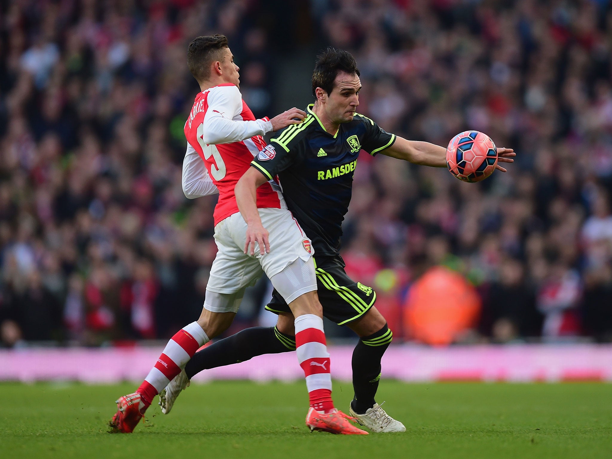 Brazilian defender Gabriel (left) makes Arsenal debut