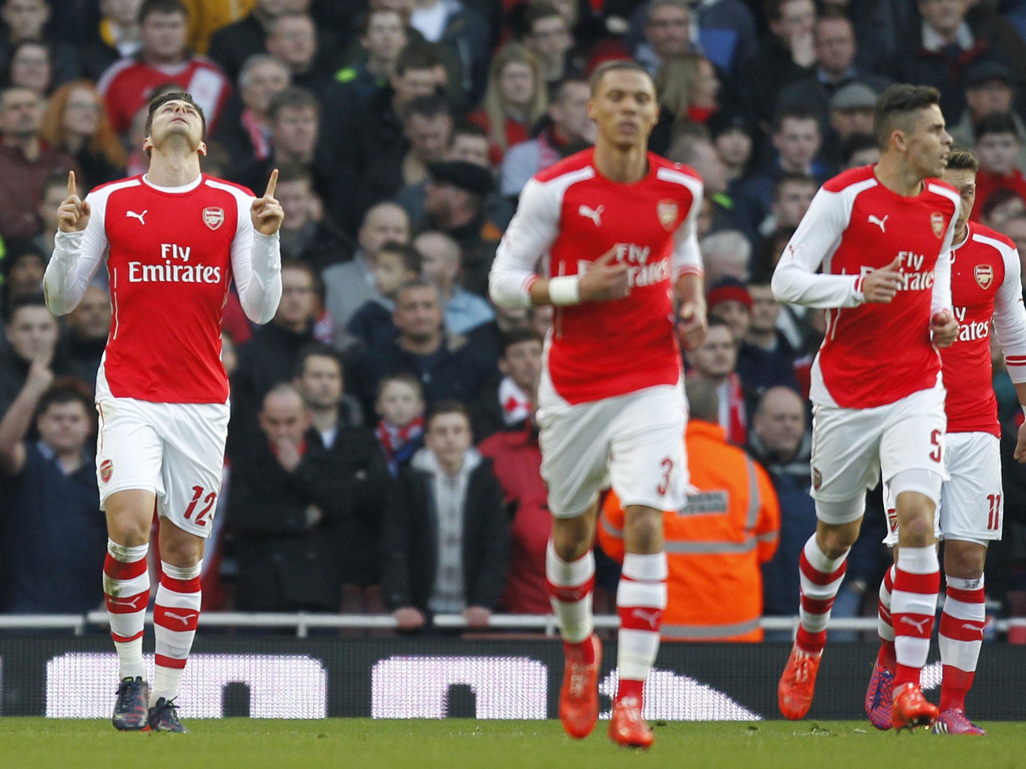 Olivier Giroud celebrates his opening goal