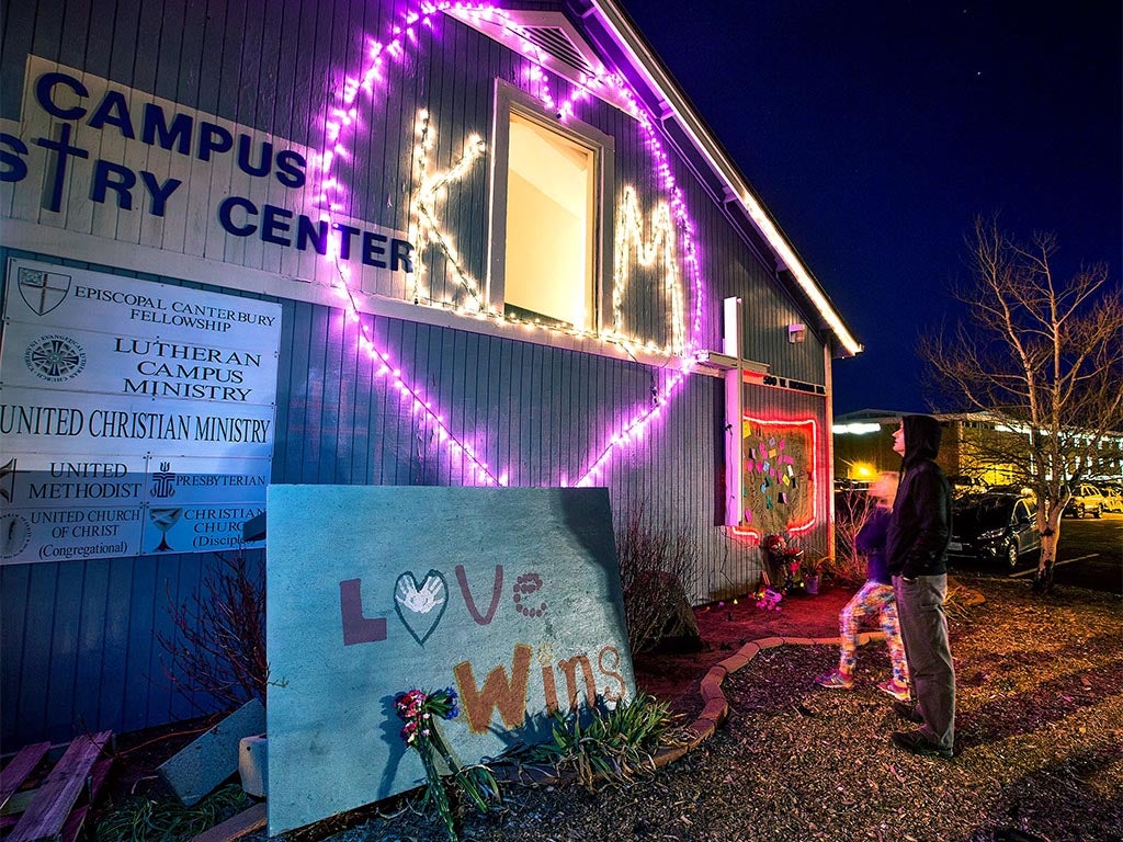 Temporary memorial for Kayla Mueller, a US aid worker killed by Isis earlier this month