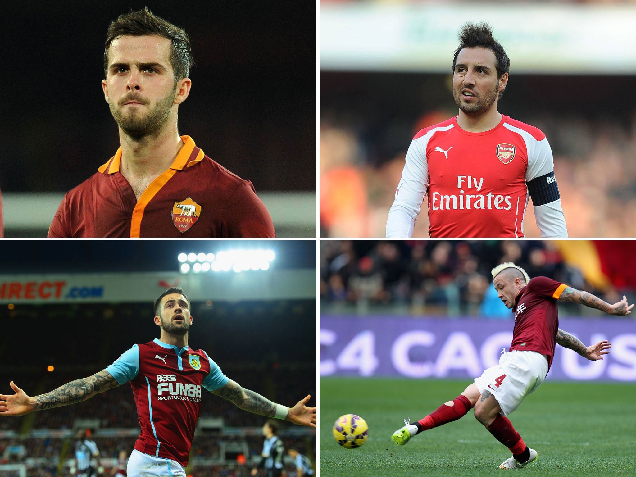 Miralem Pjanic, Santi Cazorla, Danny Ings and Radja Nainggolan