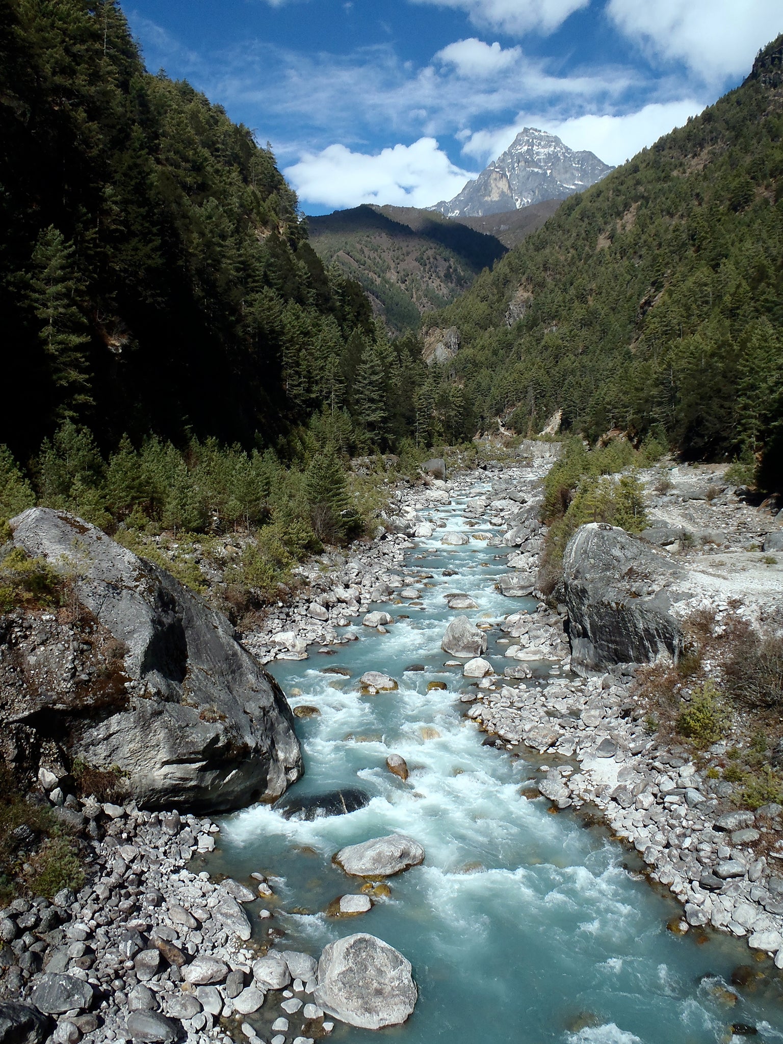 On the way to Namche Bazar. A typical soul-cleansing valley view on the early stages of the trek (Photo: Phil King)