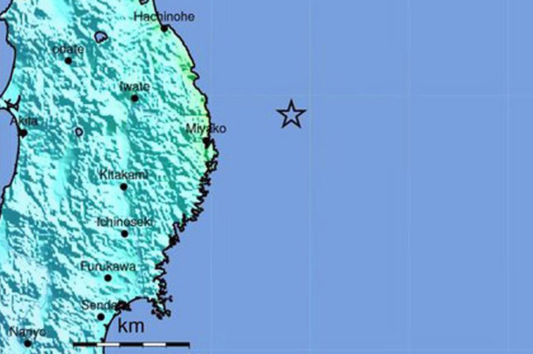 A handout image from the US Geological Survey shows showing the location of the earthquake which struck on the morning of 17 Feburary 2015