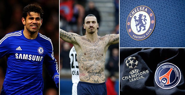 Diego Costa and Zlatan Ibrahimovic will clash when PSG take on Chelsea