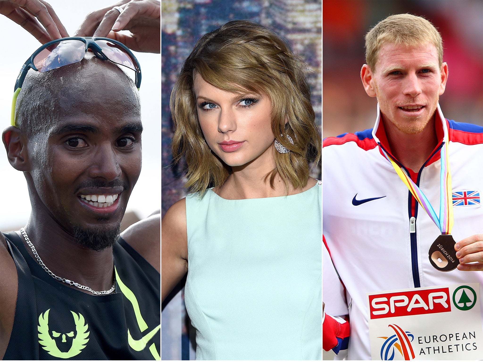 Mo Farah, Taylor Swift and Andy Vernon