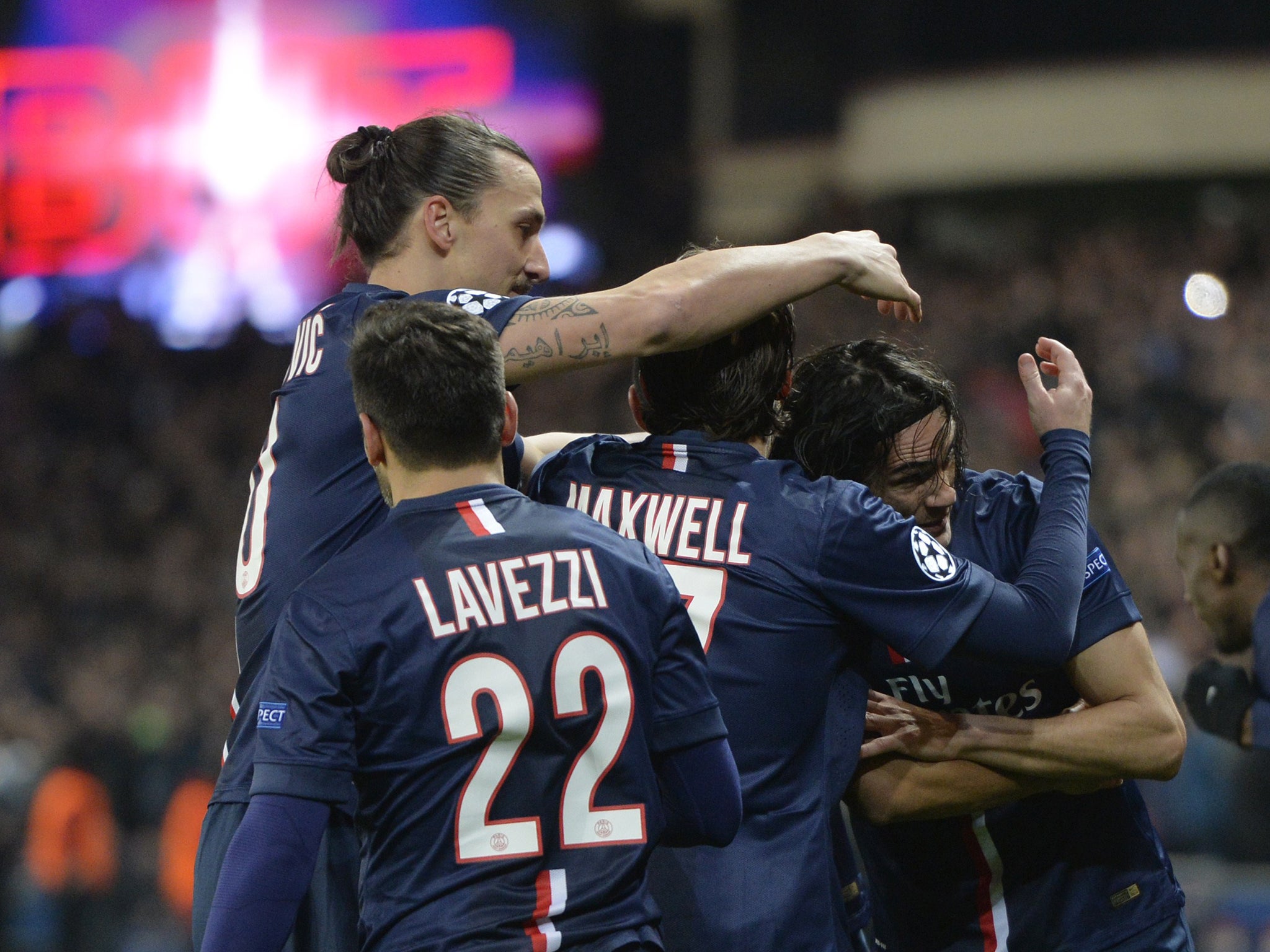 PSG celebrate Cavani's equaliser