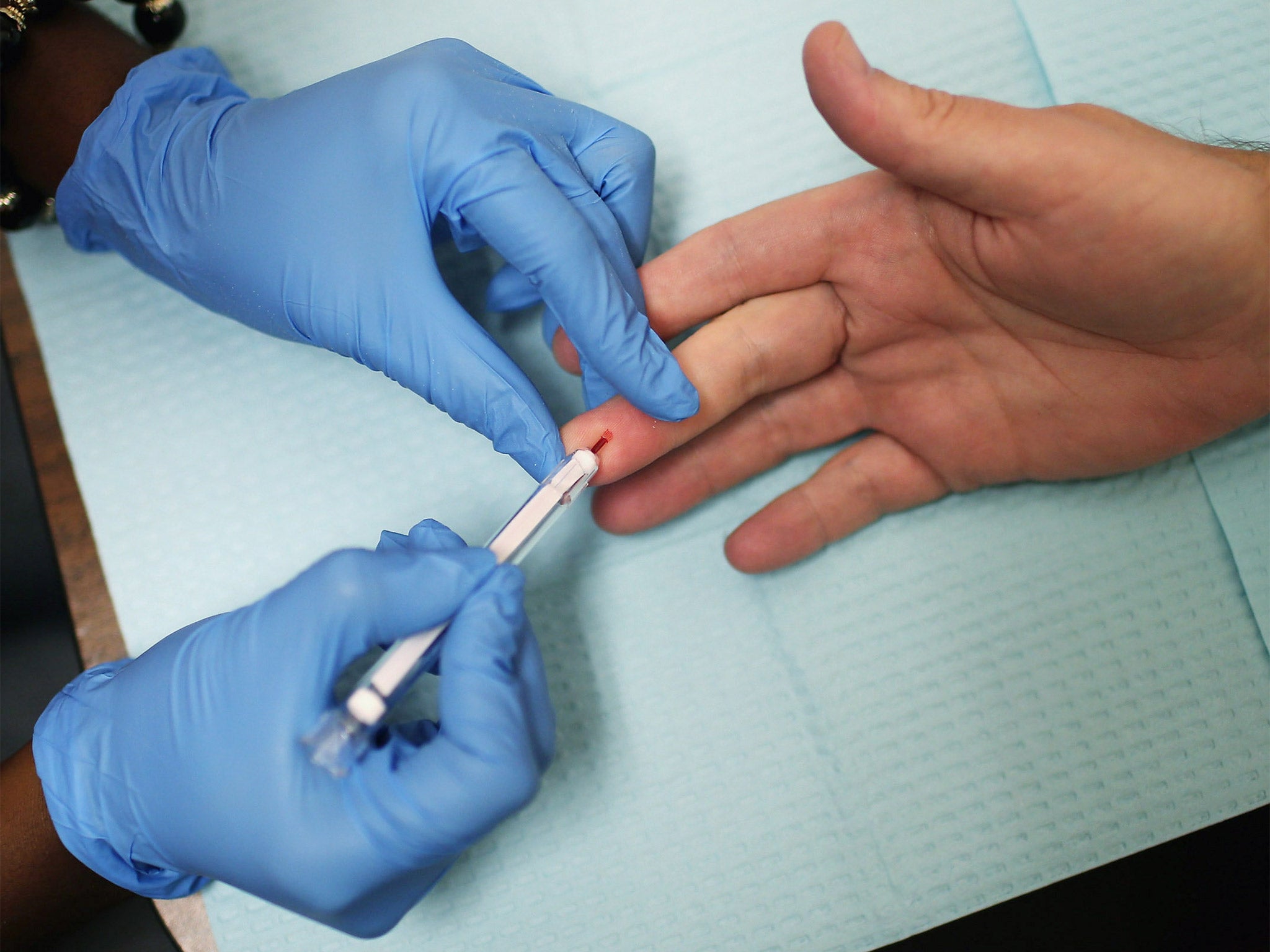 An HIV test is carried out