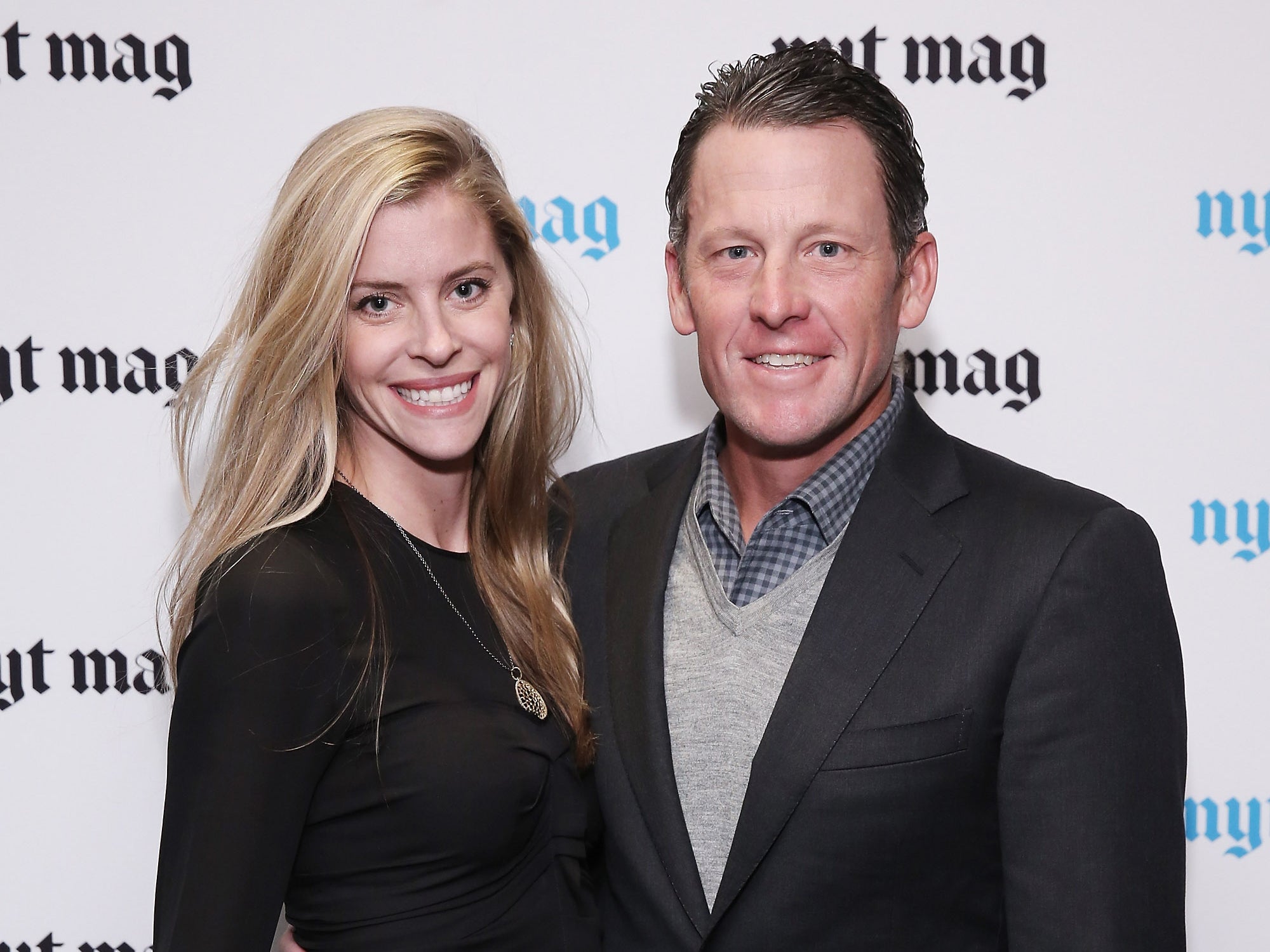 Lance Armstrong with girlfriend Anne Hansen at a New York Times party in February 2015