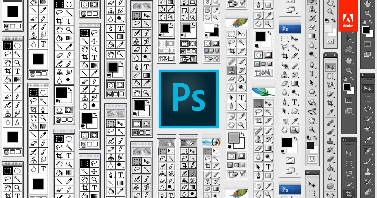 Photoshop toolbars through the ages