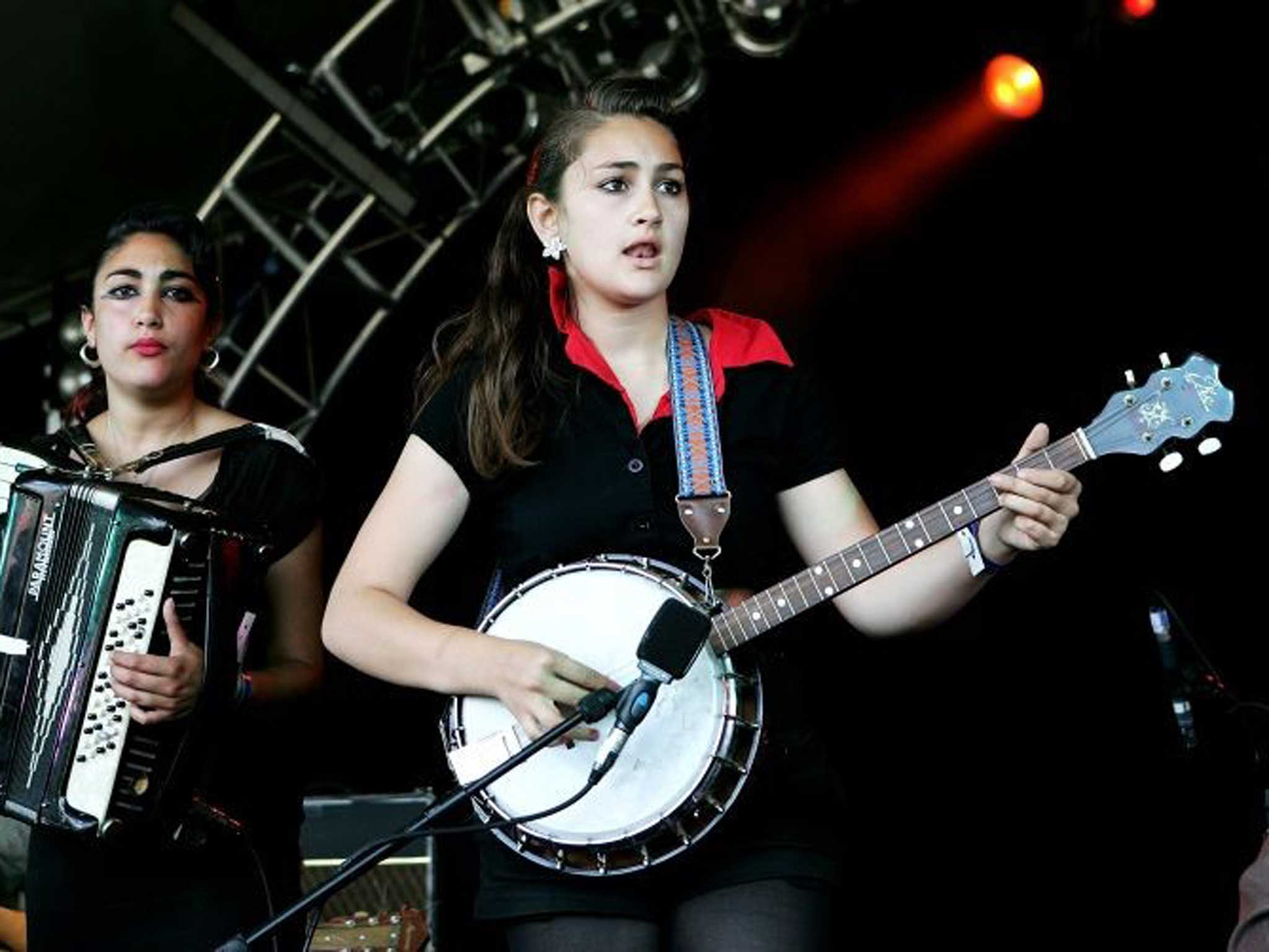 Sisters Kitty and Daisy Durham, of the rock ’n’ roll trio Kitty, Daisy and Lewis, perform for the BBC