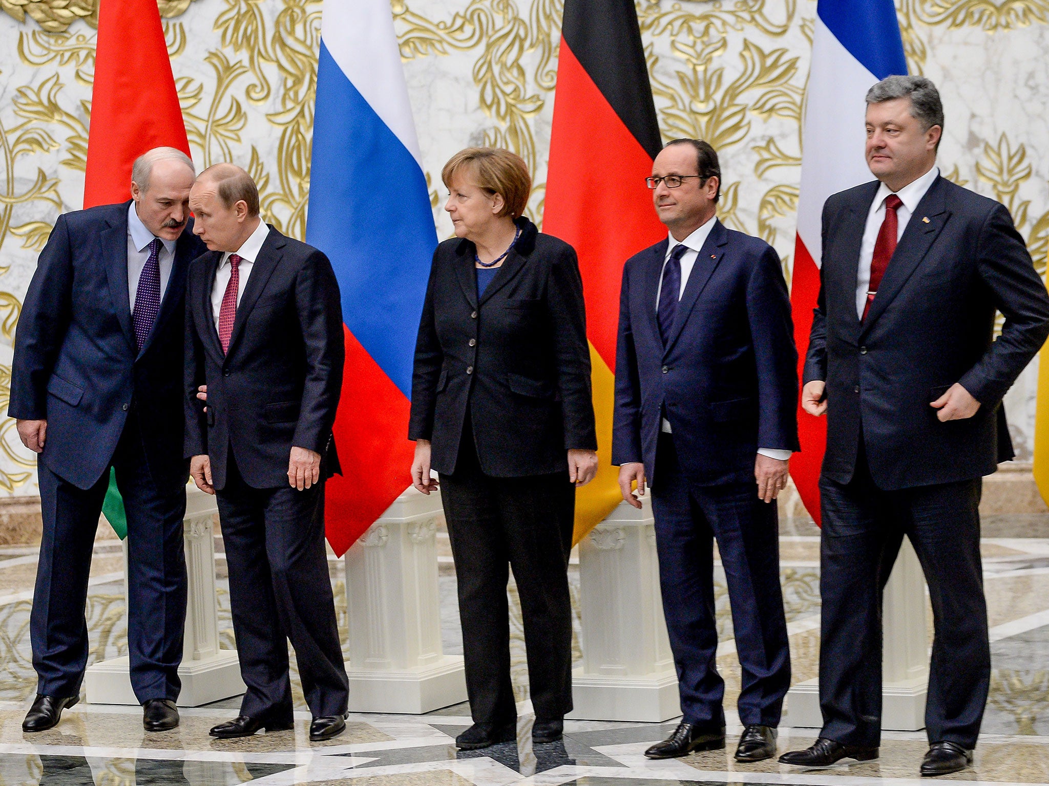 European leaders meet in Minsk and agree on a ceasefire in eastern Ukraine beginning on February 14