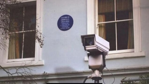 A picture supposedly showing a CCTV camera outside of George Orwell's house. Photo: Steve Ullathorne/steveullathorne.com