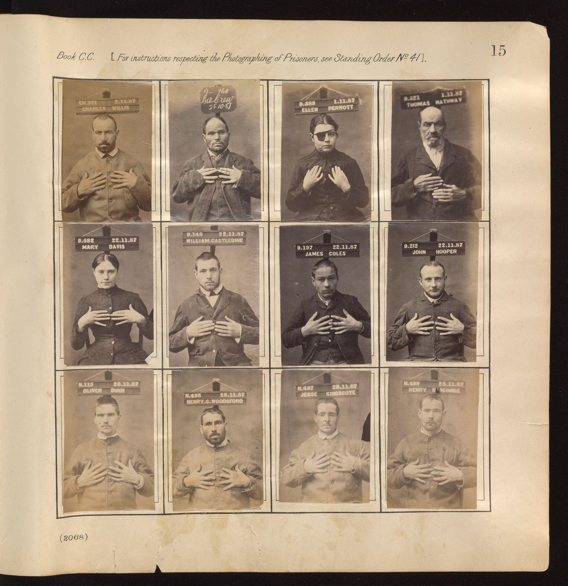 A prison mug-shot album (1883–89), contemporary with the work of Bertillon