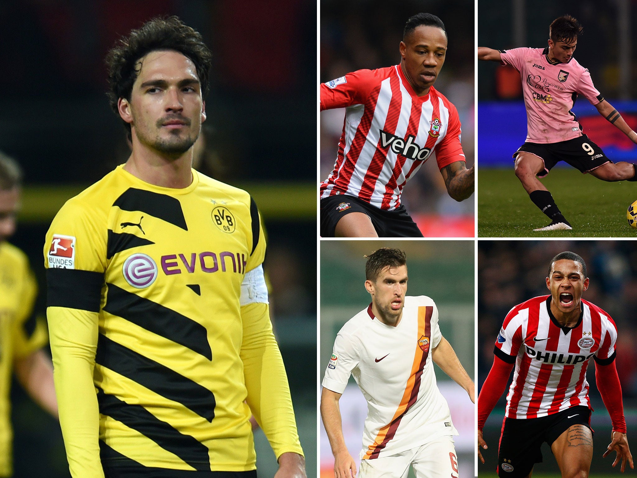 Mats Hummels, Nathaniel Clyne, Paulo Dybala, Kevin Strootman and Memphis Depay