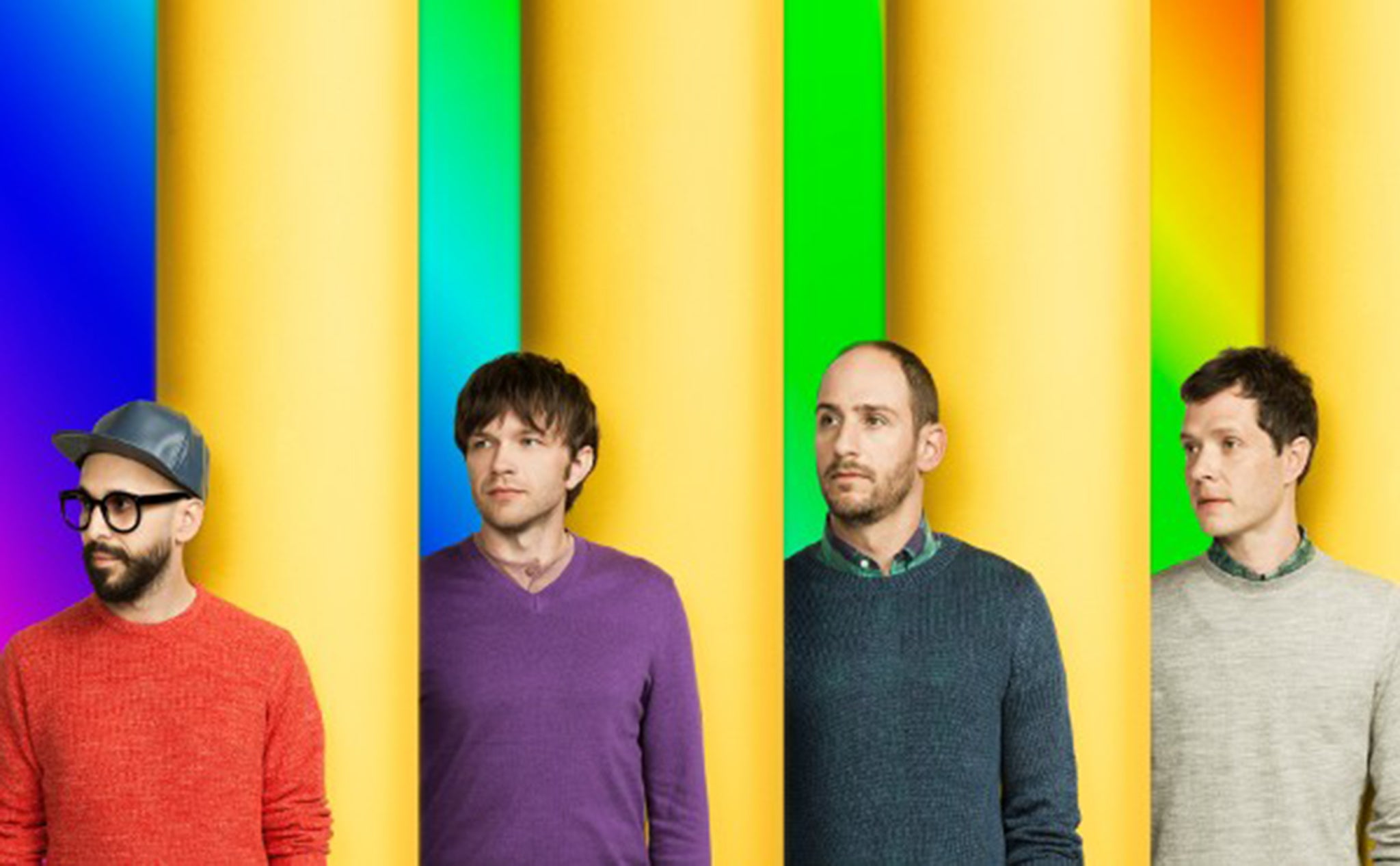 Tim Norwood (left) with band OK Go!