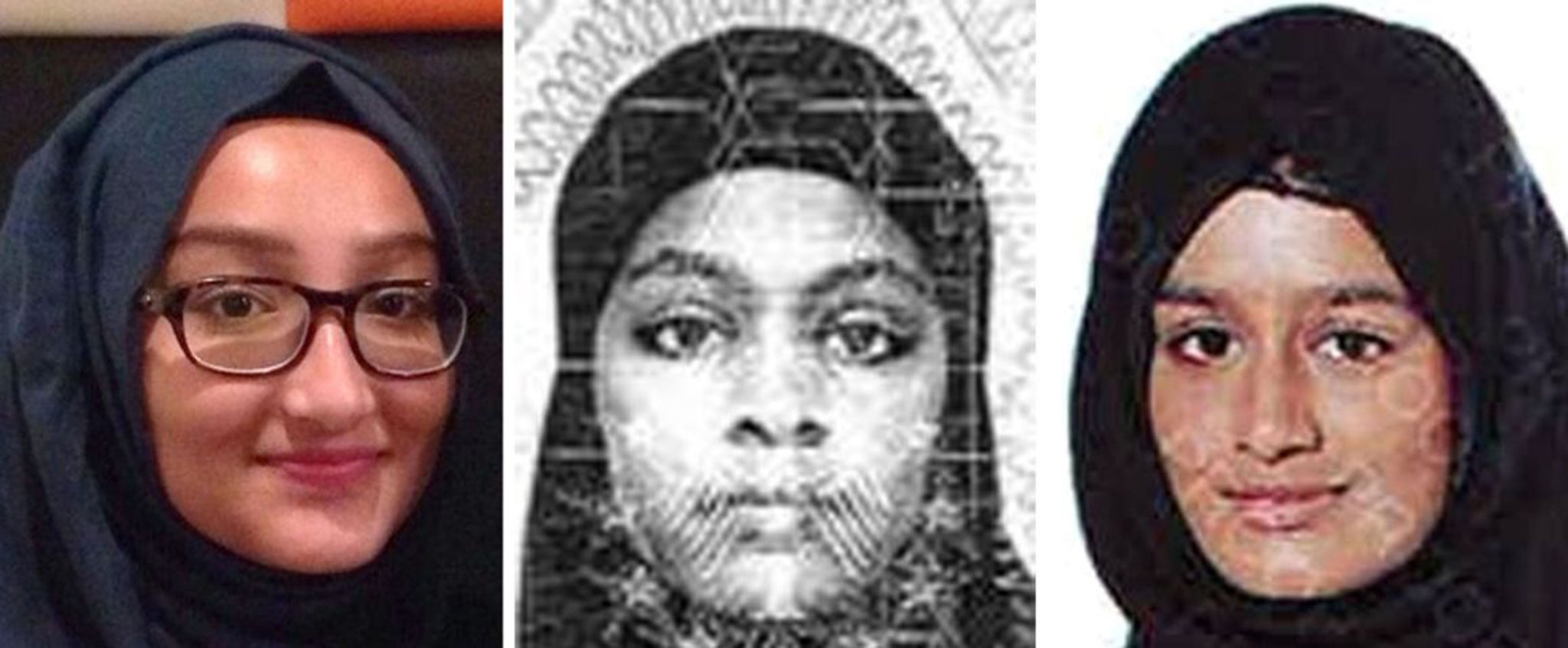 From left: Kadiza Sultana, Amira Abase and Shamima Begum