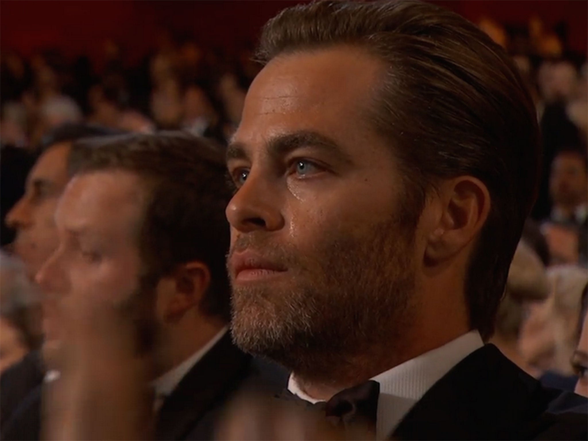 Chris Pine crying during Selma song Glory