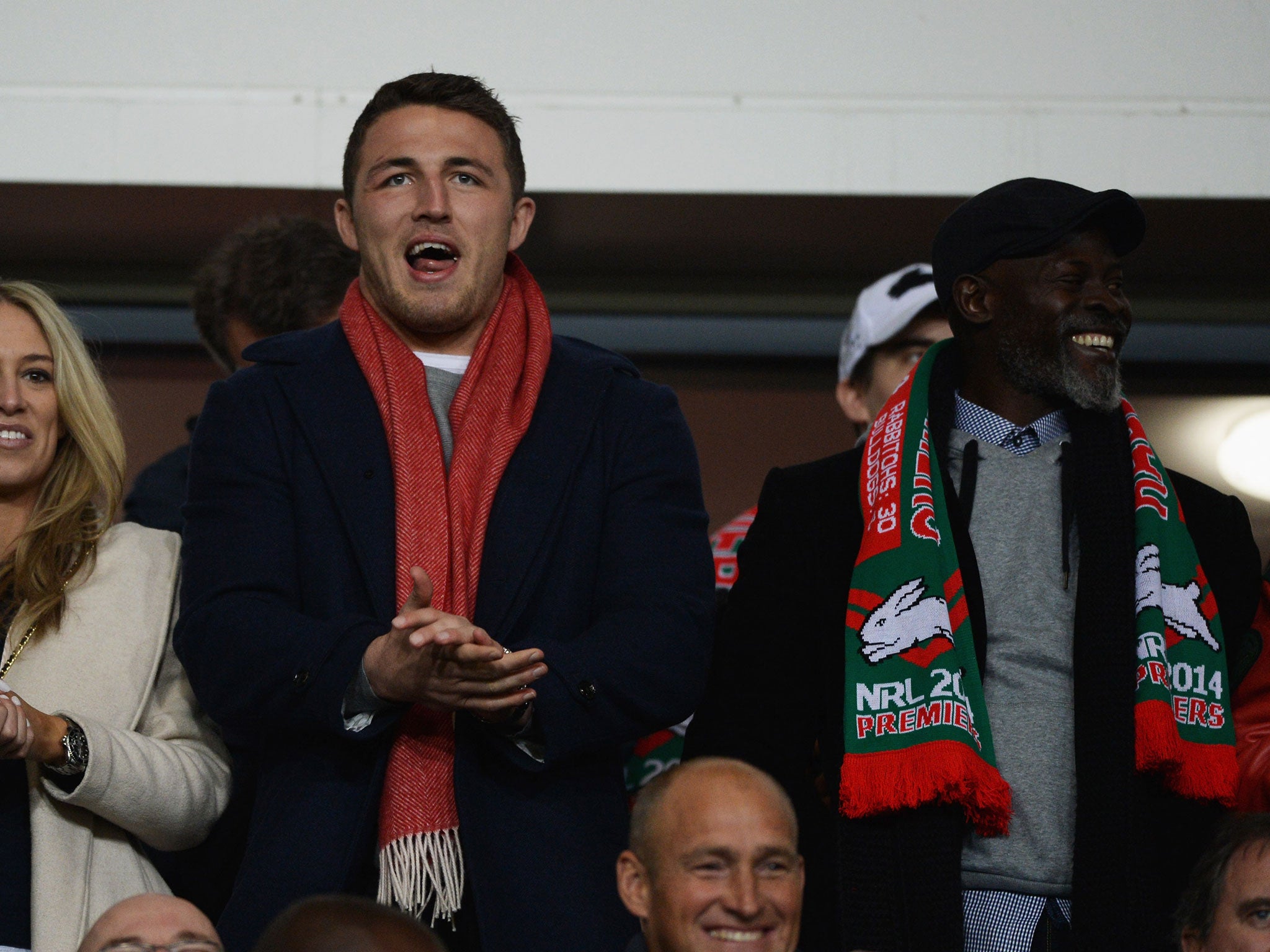 Sam Burgess stands alongside Djimon Hounsou