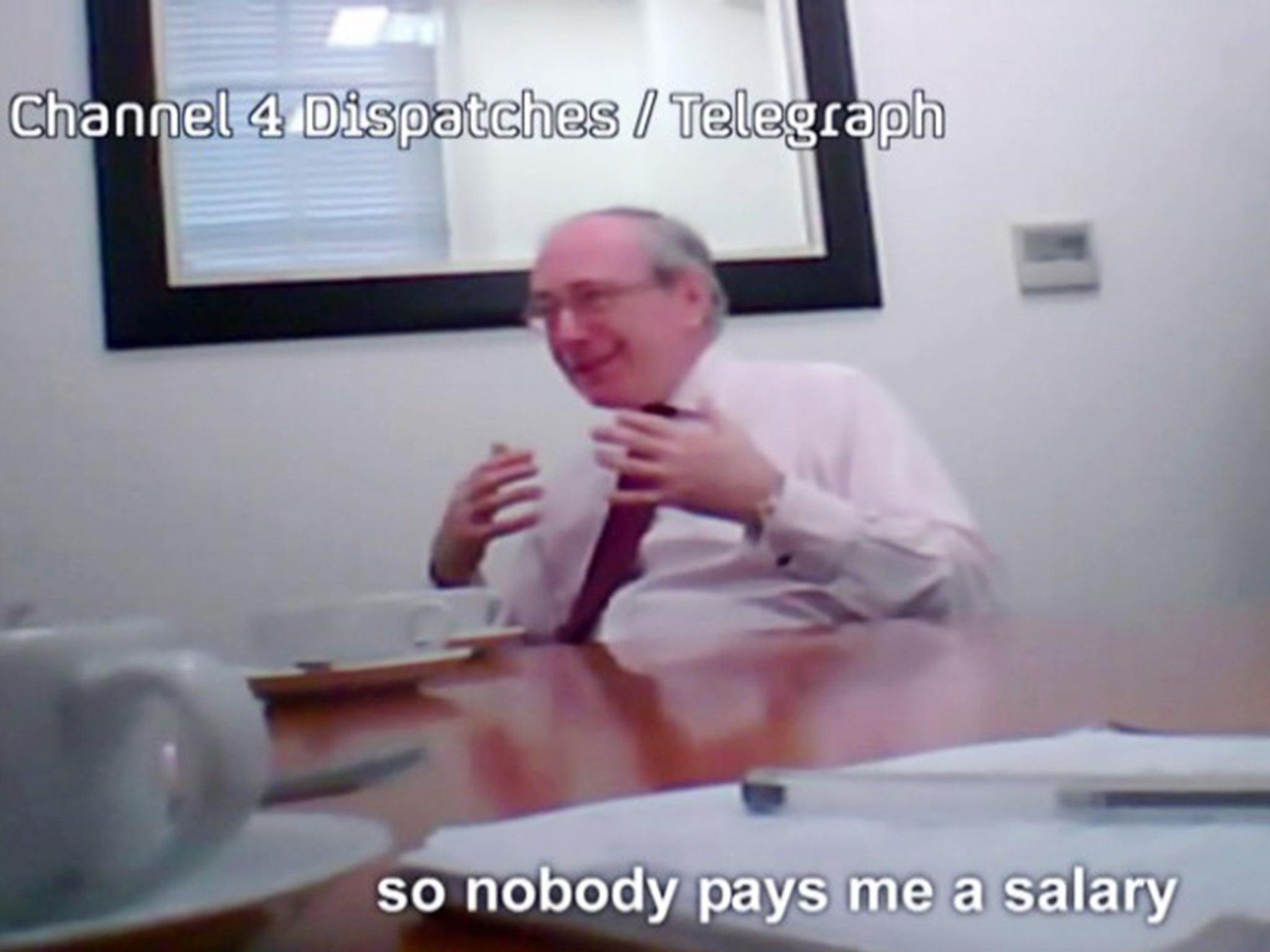 MP Sir Malcolm Rifkind being secretly filmed for the Telegraph/Channel 4 Dispatches programme