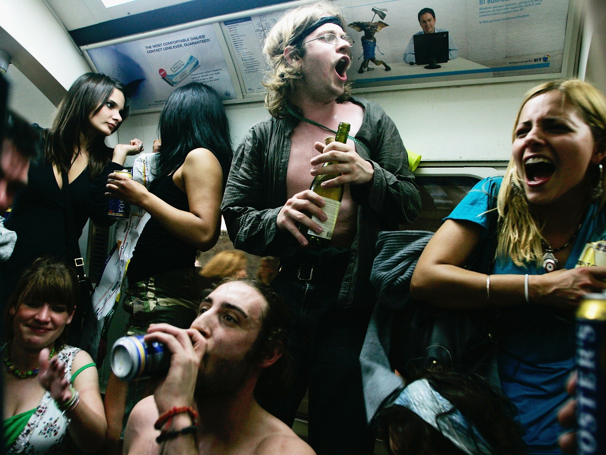 One last Tube party before alcohol was banned by TfL in 2008