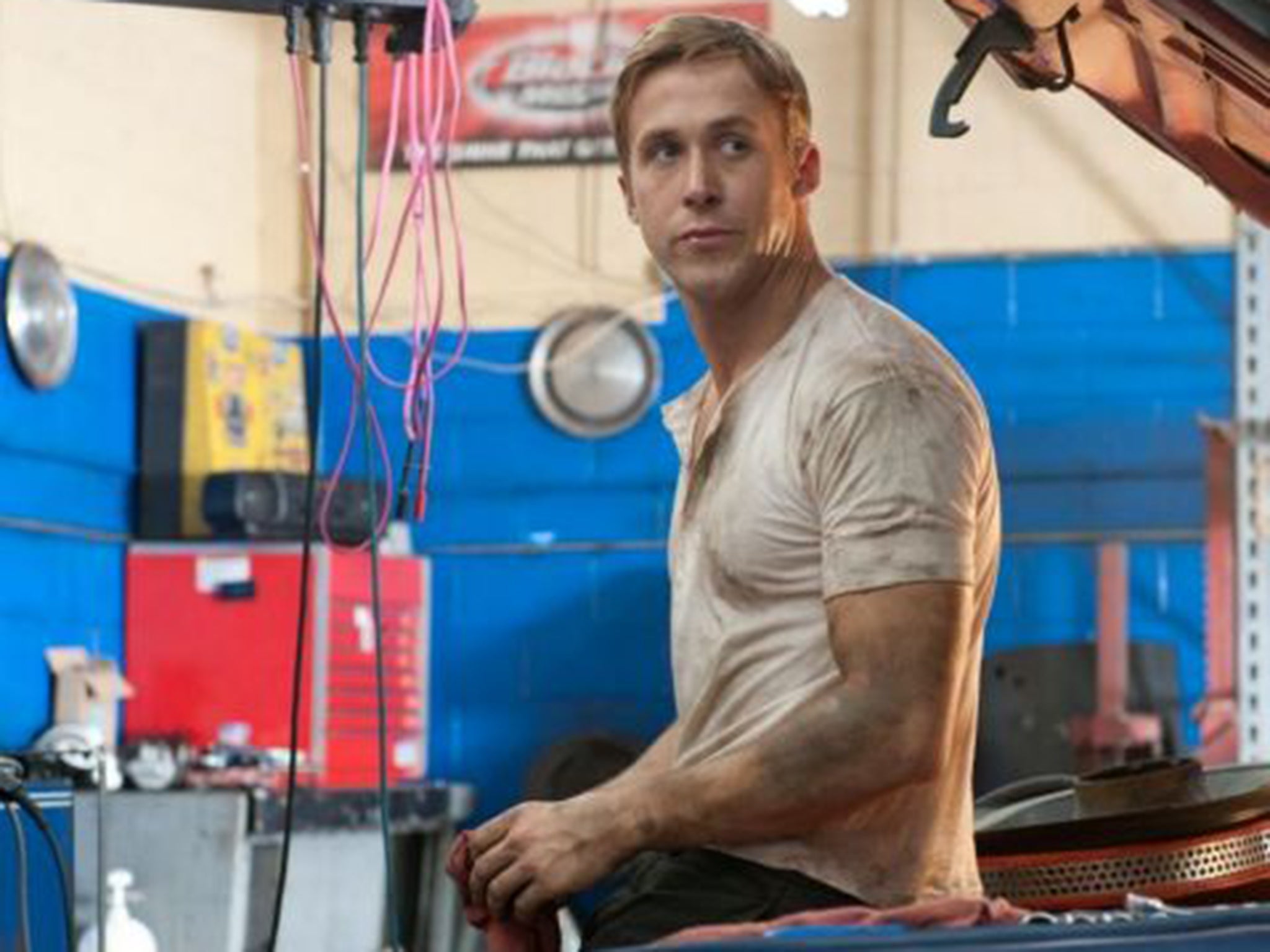 Ryan Gosling wears a Henley in Drive