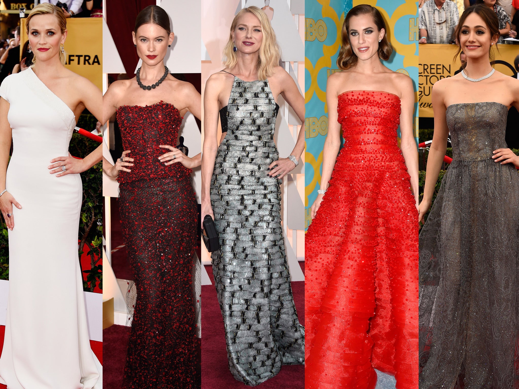 Reese Witherspoon, Behati Prinsloo, Naomi Watts, Allison Williams and Emmy Rossum in Armani