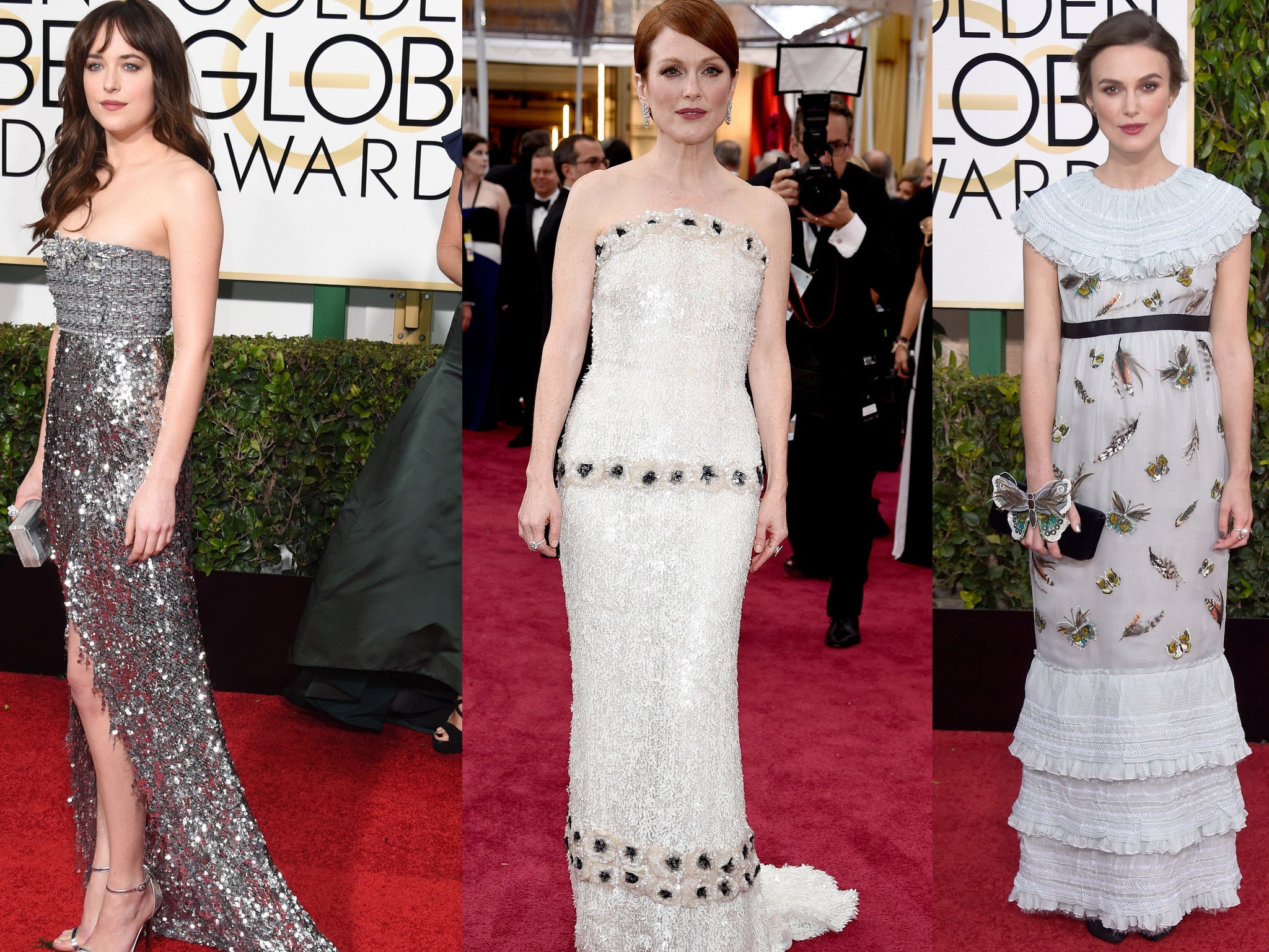 Dakota Johnson, Julianne Moore and Keira Knightley in Chanel