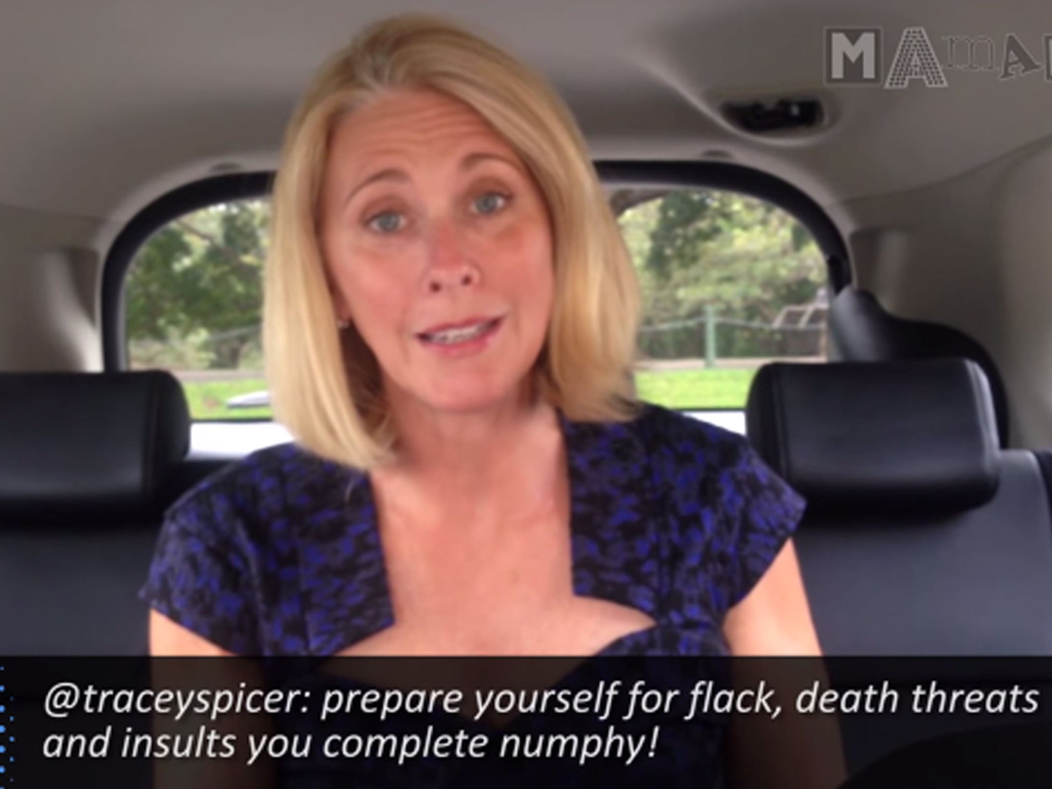 Tracey Spicer reads out a death threat she received on Twitter