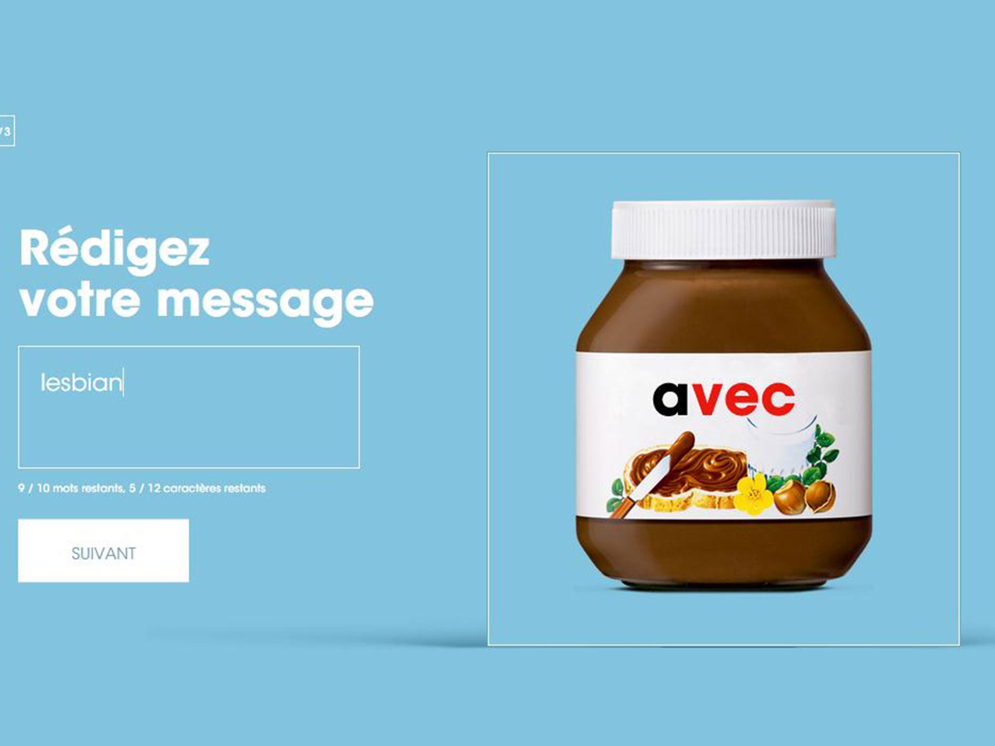 A screenshot of the Nutella marketing campaign