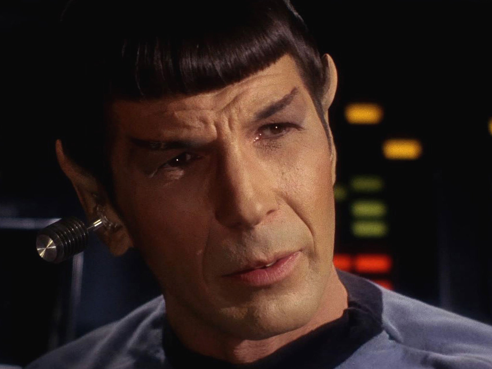 Leonard Nimoy playing Mr Spock in Star Trek.