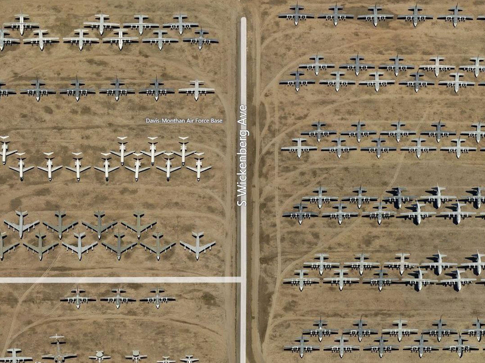 'The Boneyard' at the Davis-Monthan Air Force Base in Arizona houses 4,400 planes