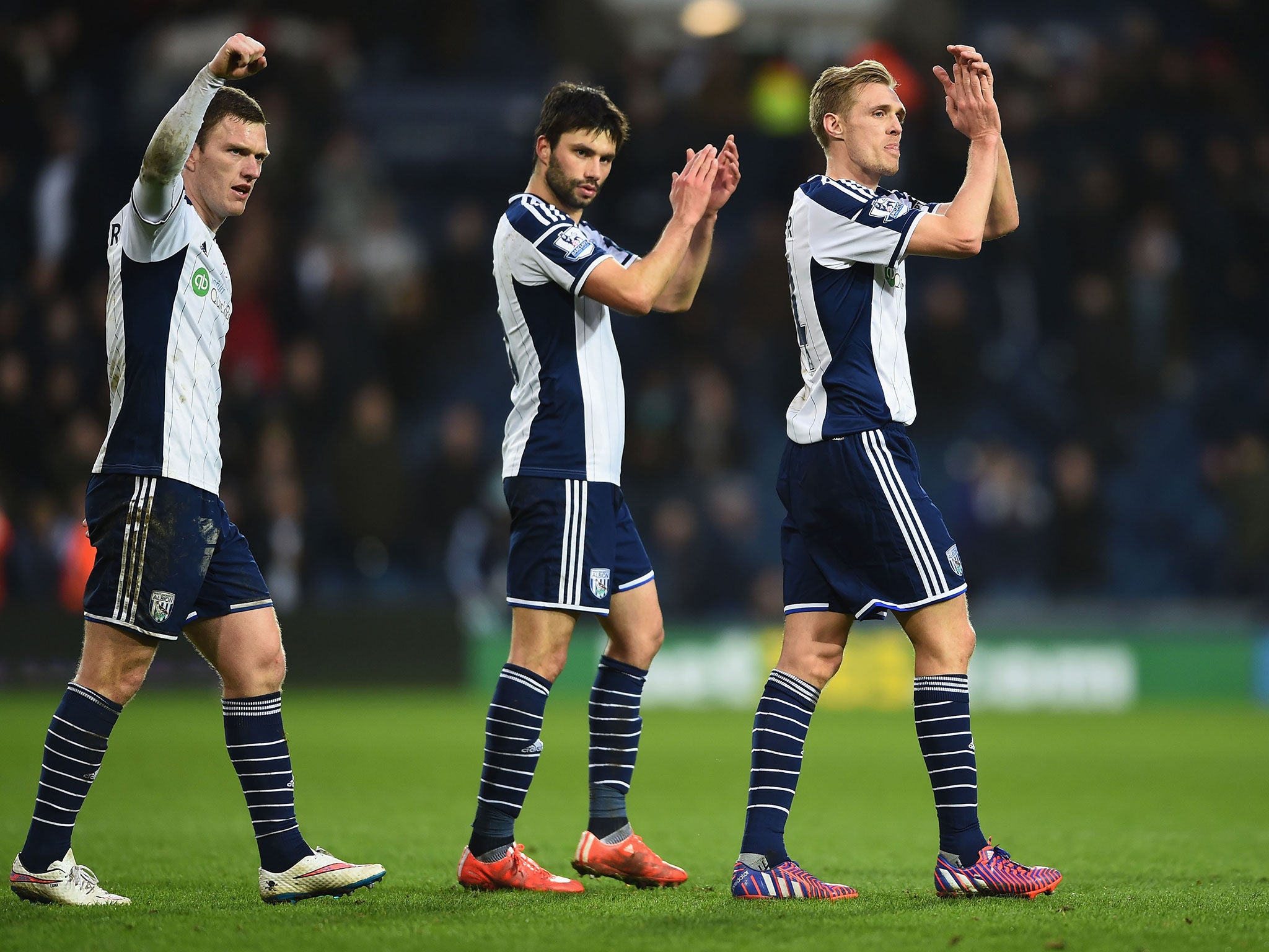 Gardner, Yakub and Fletcher applaud the home fans at the full-time whistle