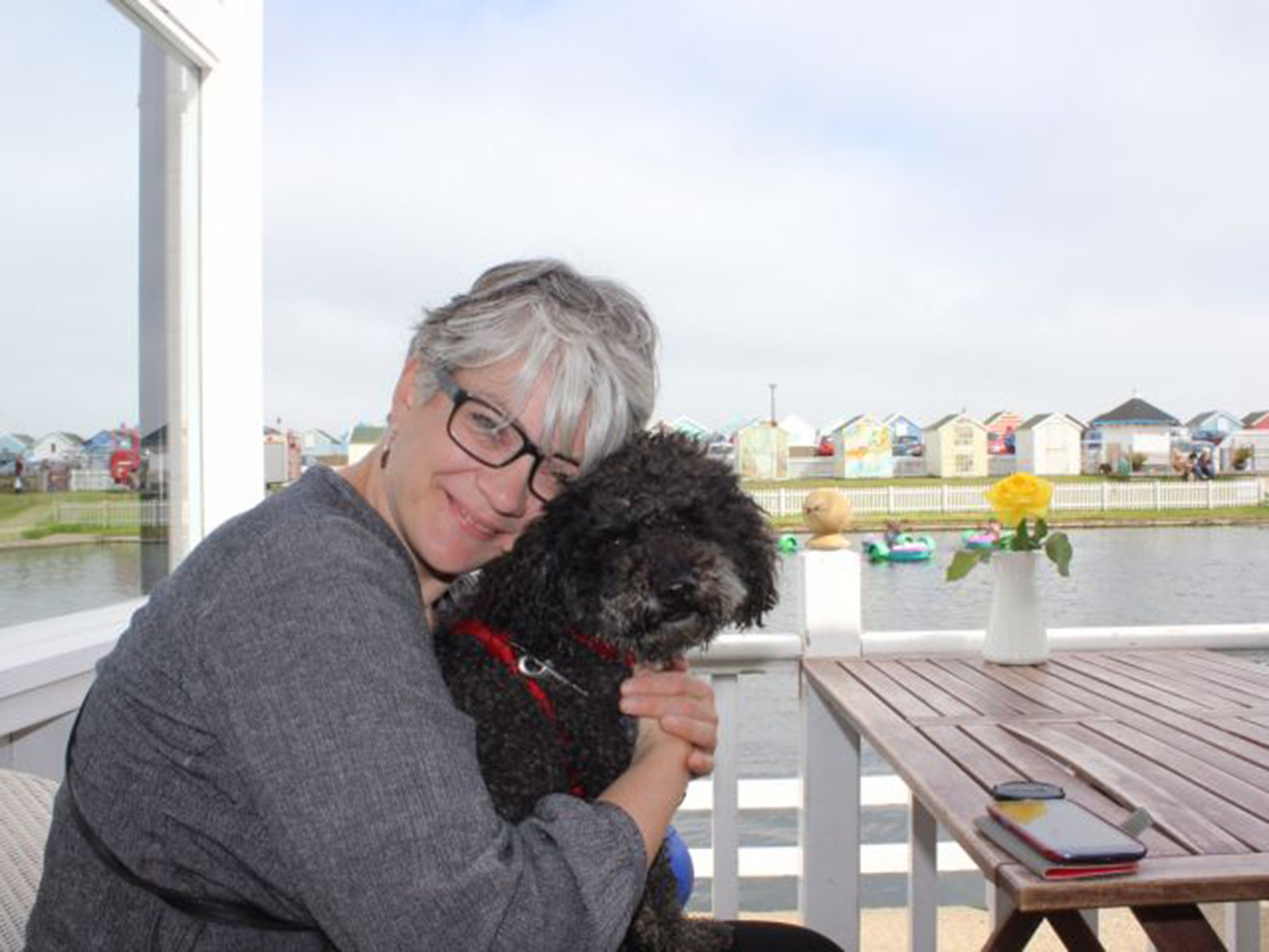 Jude Devine and her poodle, Harvey, which was killed on the M62 in 2013