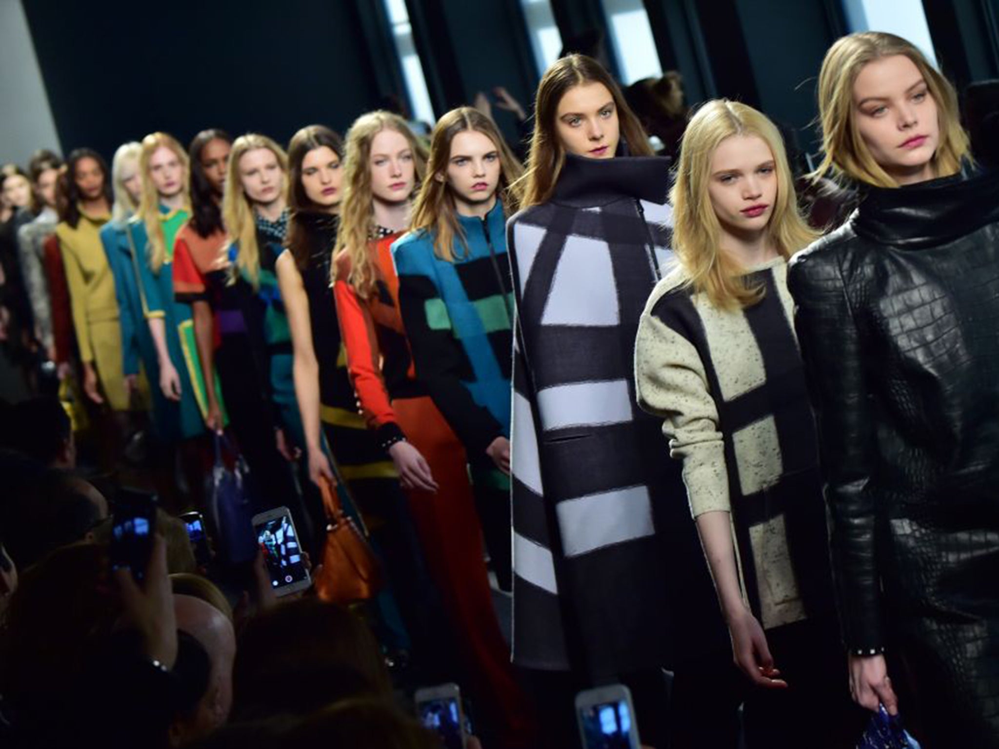 Models in Bottega Veneta at Milan Fashion Week on Saturday