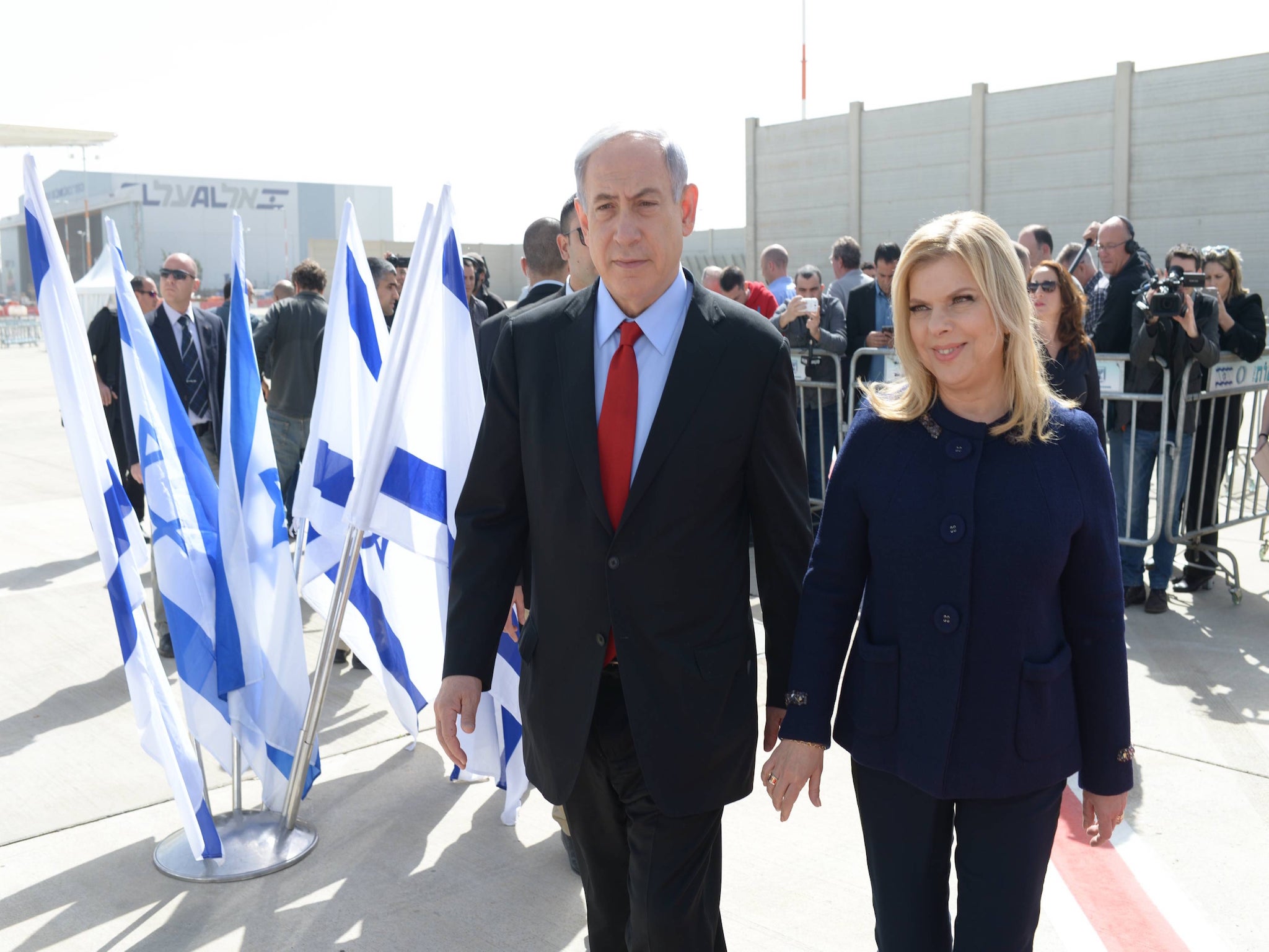 In November the US reportedly warned Israeli Prime Minister Benjamin Netanyahu (pictured with his wife) that it would not veto a UN Security Council resolution declaring the West Bank housing units illegal if more were built