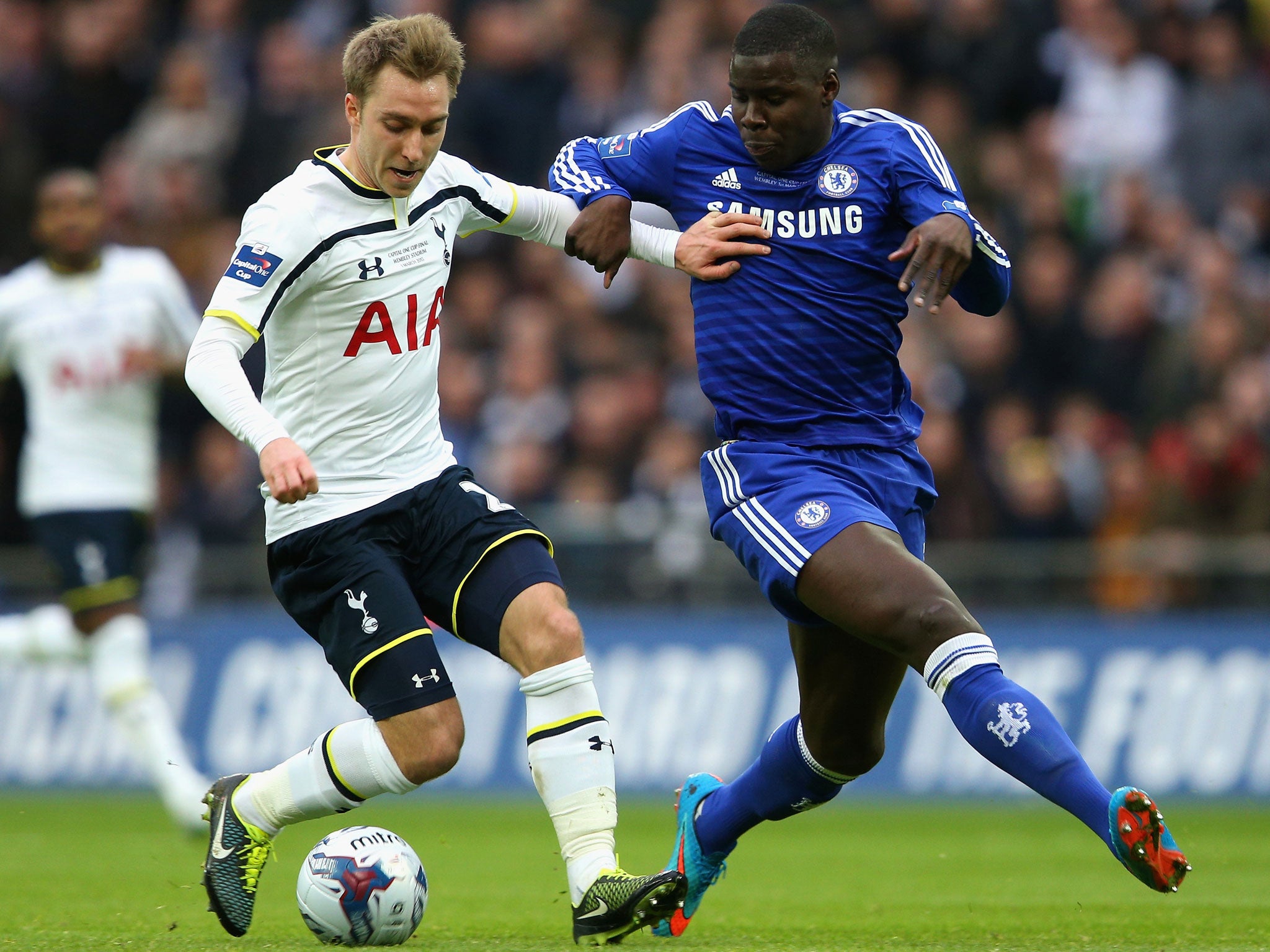 Christian Eriksen (left) scored 13 goals for Tottenham last season