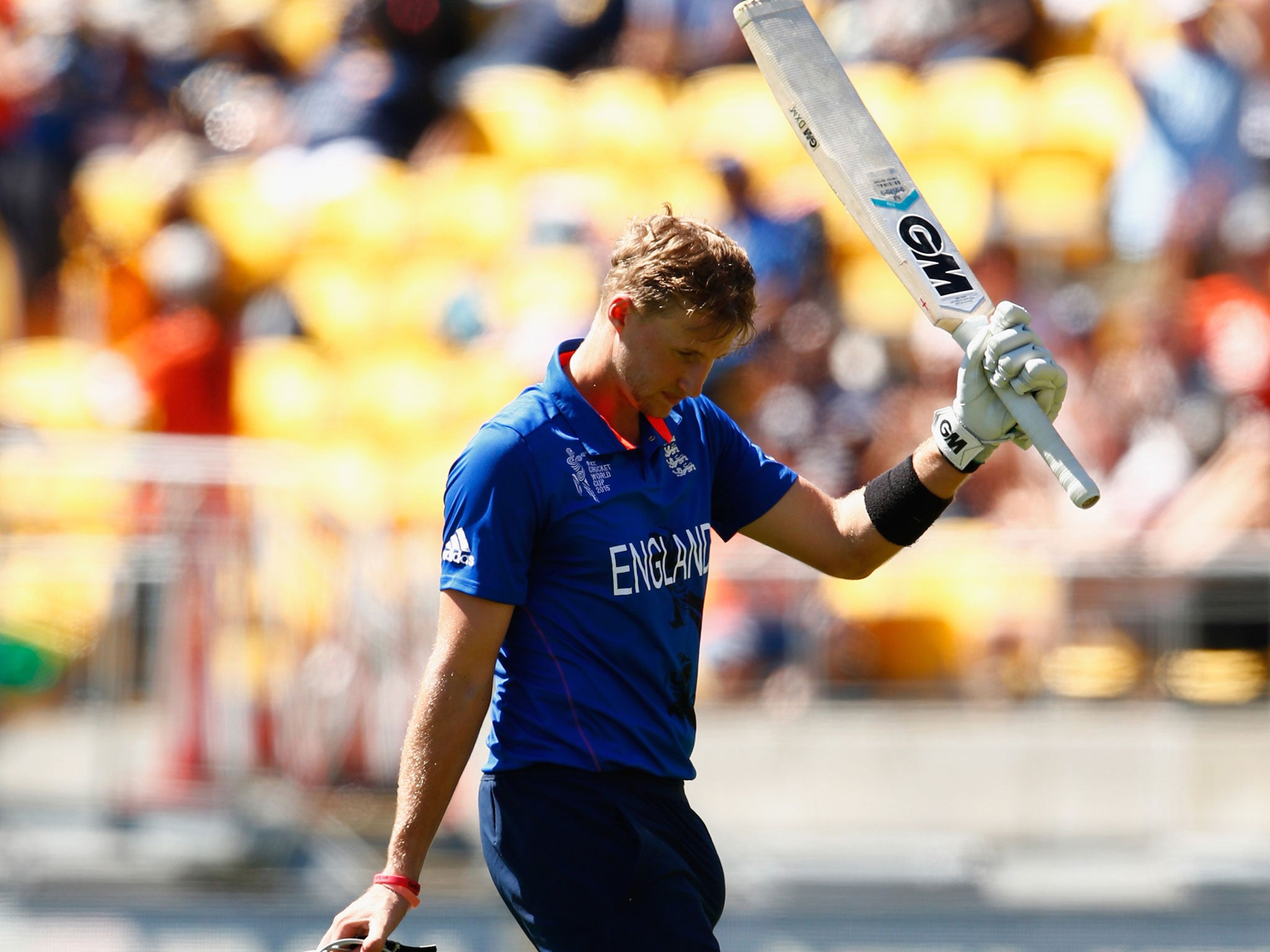 Joe Root (121) leaves the field after being dismissed LBW by Rangana Herath of Sri Lanka
