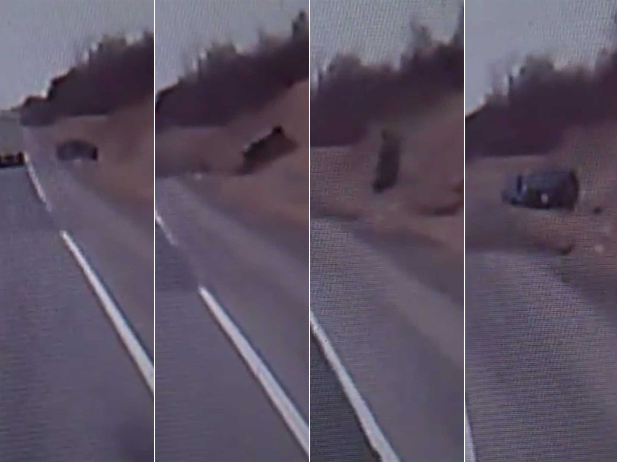 Stills capture the car as it flips through the air