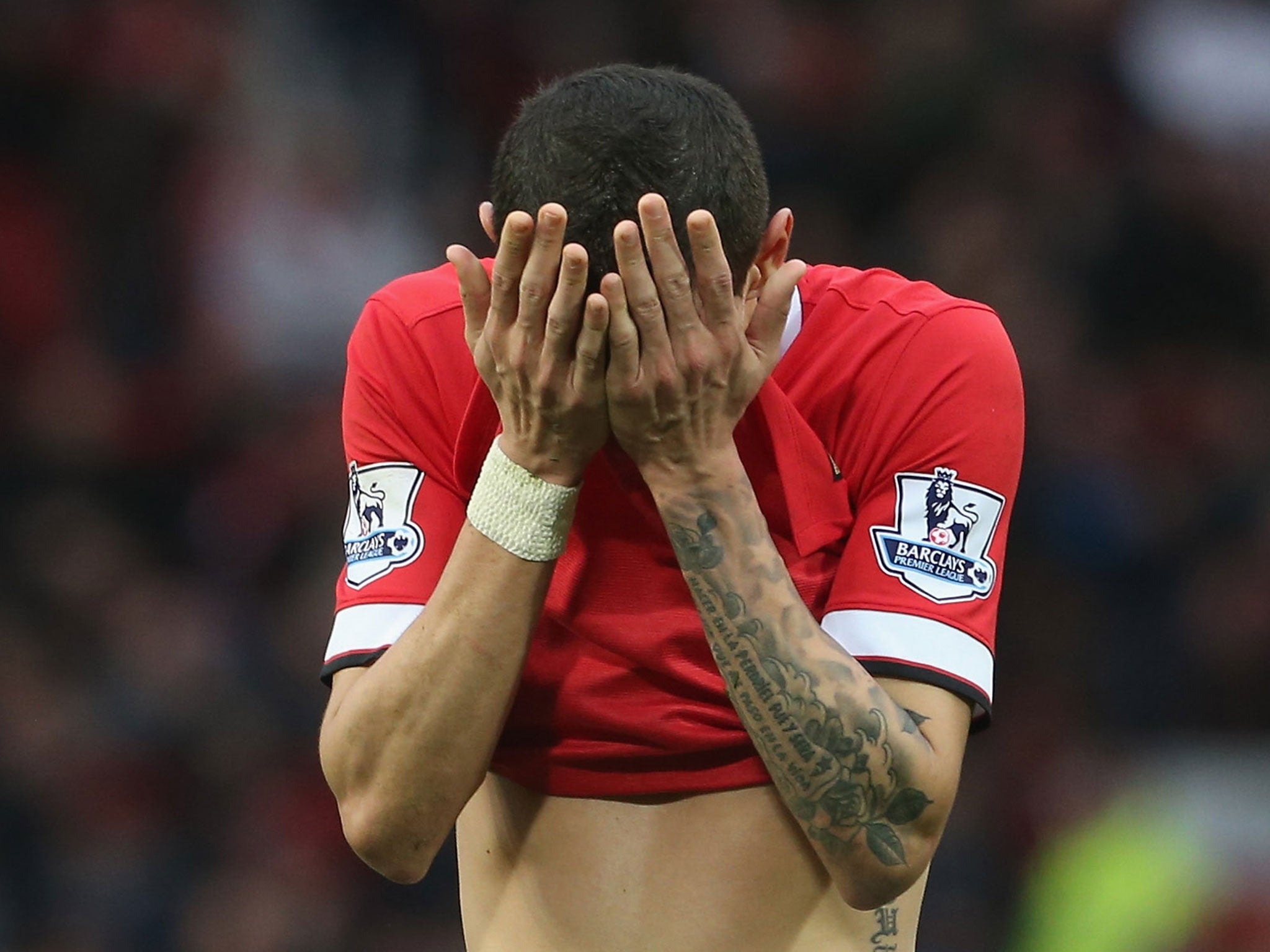 Angel Di Maria reacts during a woeful performance