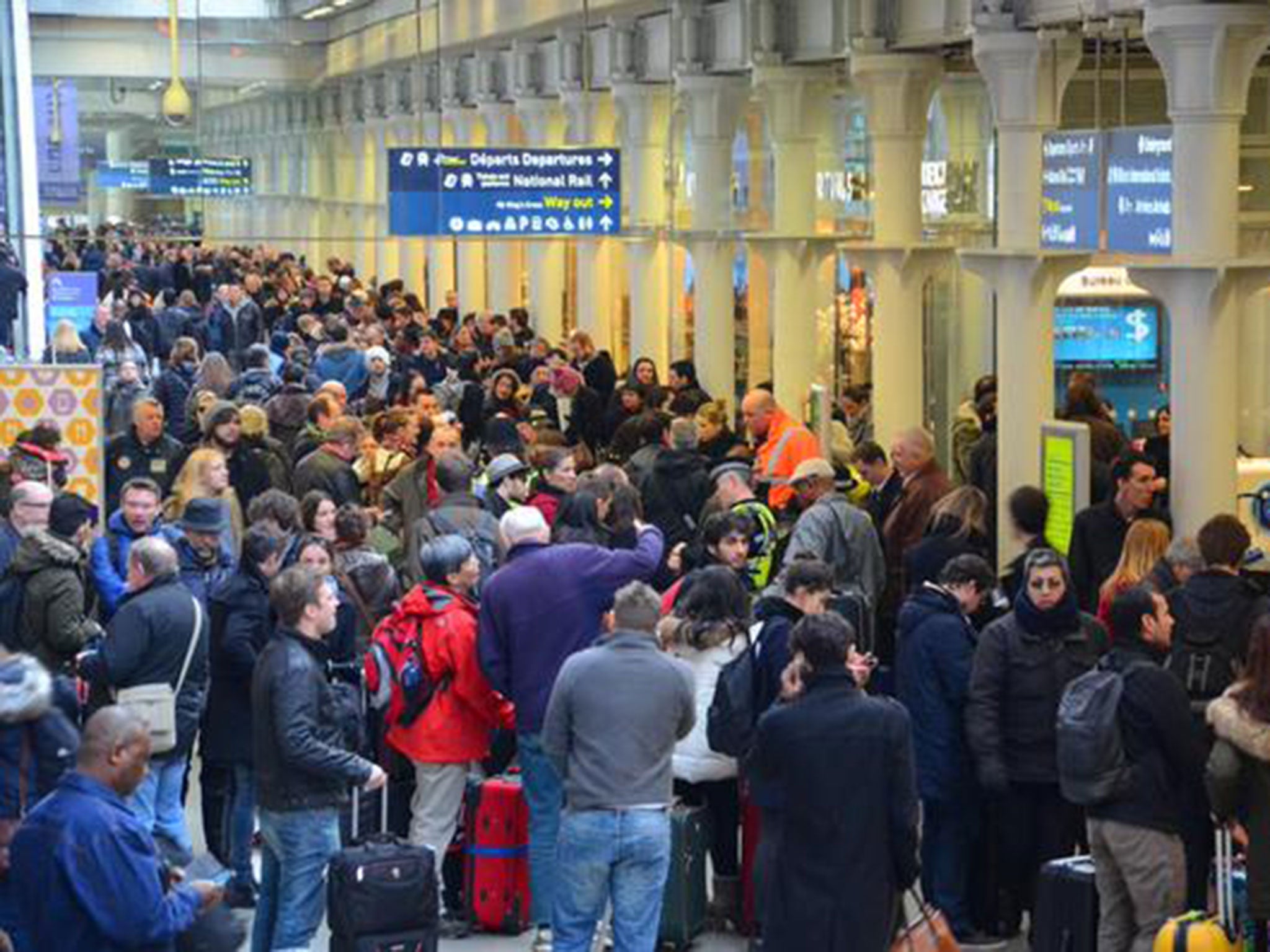 Chaos at St Pancras International when Eurostar services were suspended on Monday. Photo: Vincent Lo