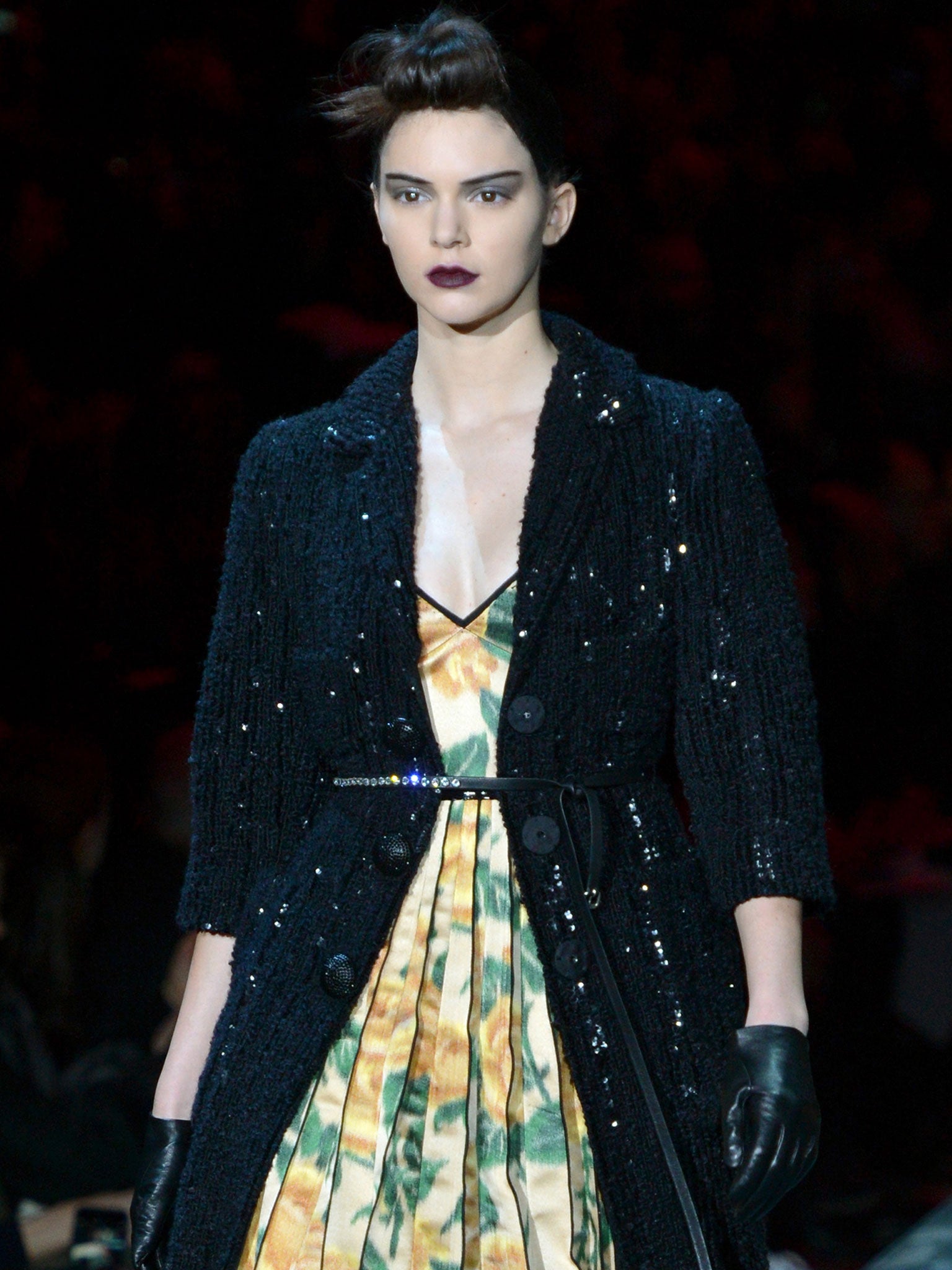 Kendall Jenner walks the runway at Marc Jacobs autumn/winter 2015 fashion show during New York Fashion week